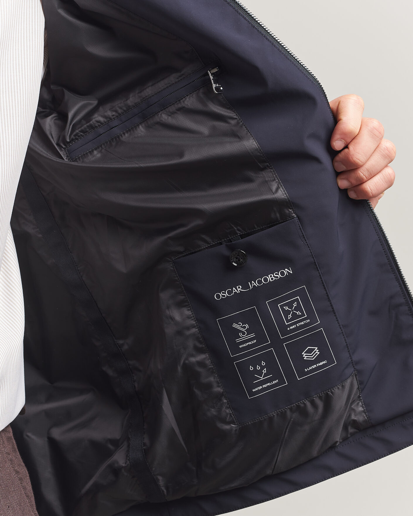 Herre | Jakker | Oscar Jacobson | Light Zipped Shirt Jacket Navy