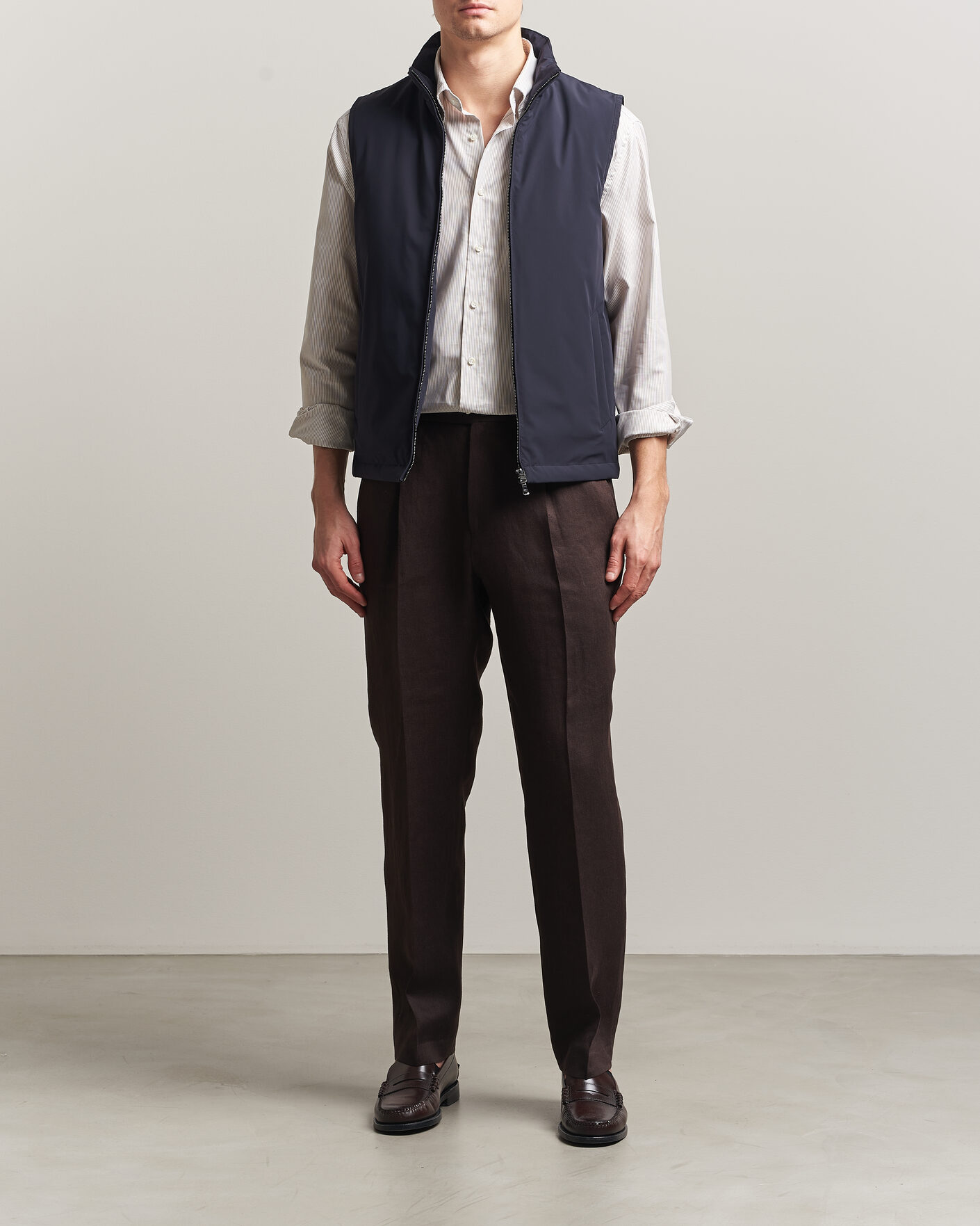 Herre | Vester | Oscar Jacobson | Light Zipped Waistcoat Navy
