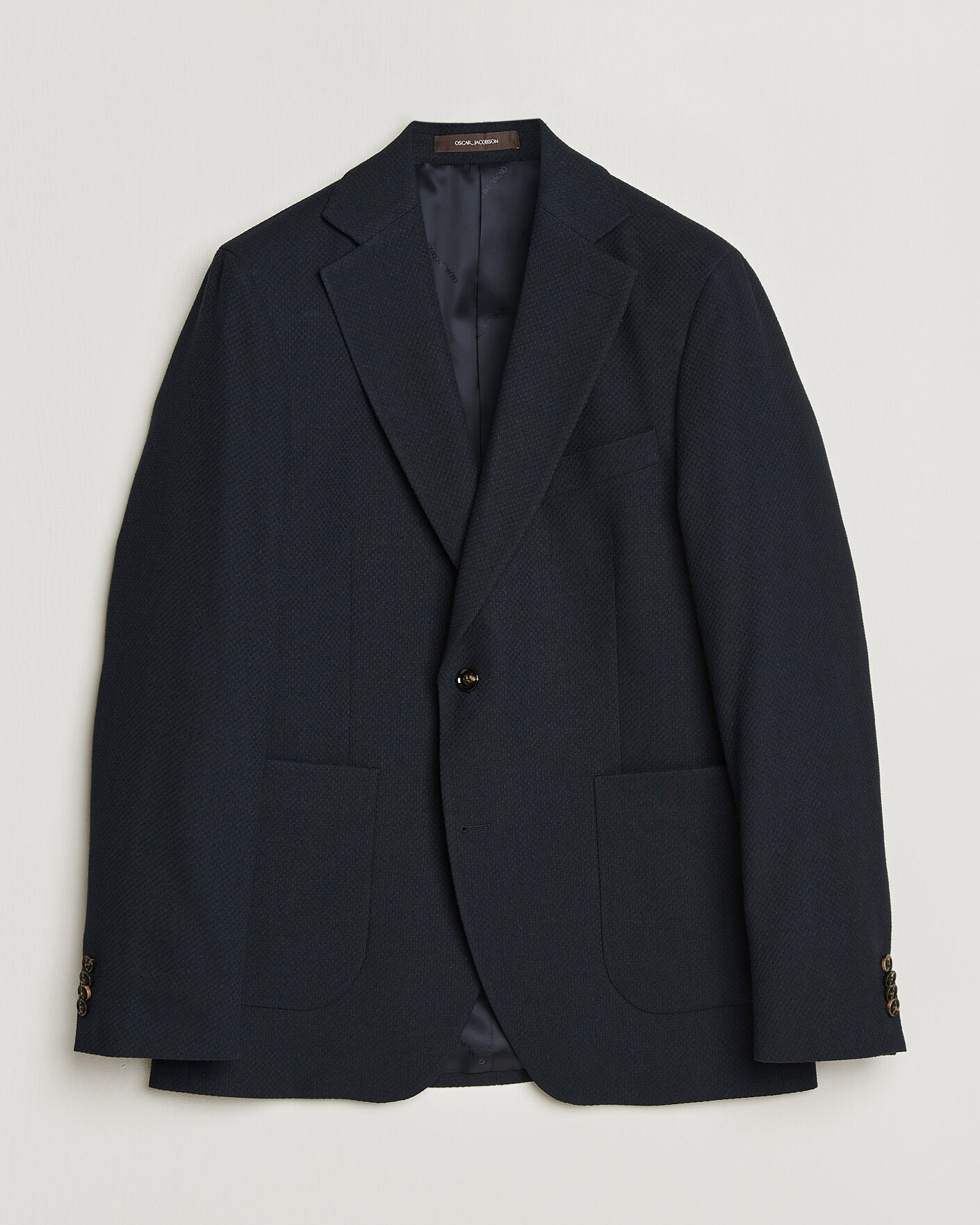 Herre | Dressjakker | Oscar Jacobson | Fogerty Patch Structure Cotton Blazer Navy