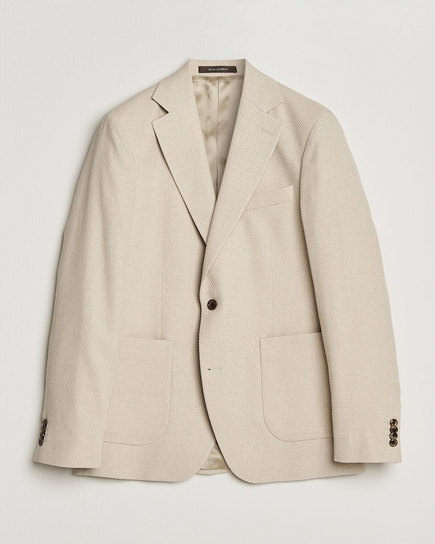 Herre | Dressjakker | Oscar Jacobson | Fogerty Patch Structure Cotton Blazer Beige