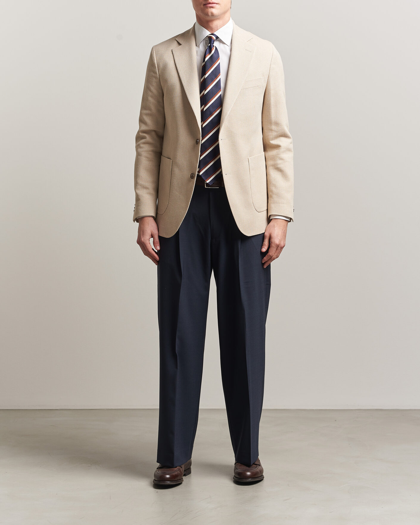 Herre | Dressjakker | Oscar Jacobson | Fogerty Patch Structure Cotton Blazer Beige