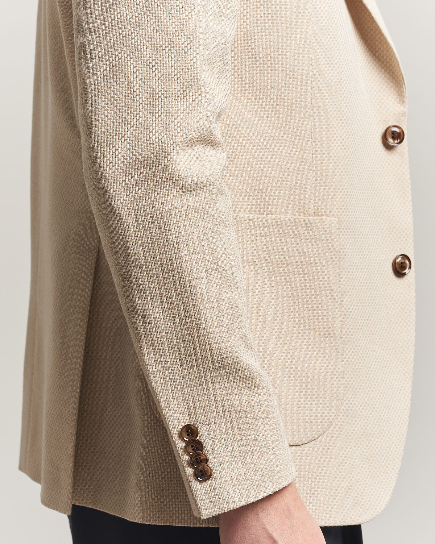 Herre | Dressjakker | Oscar Jacobson | Fogerty Patch Structure Cotton Blazer Beige