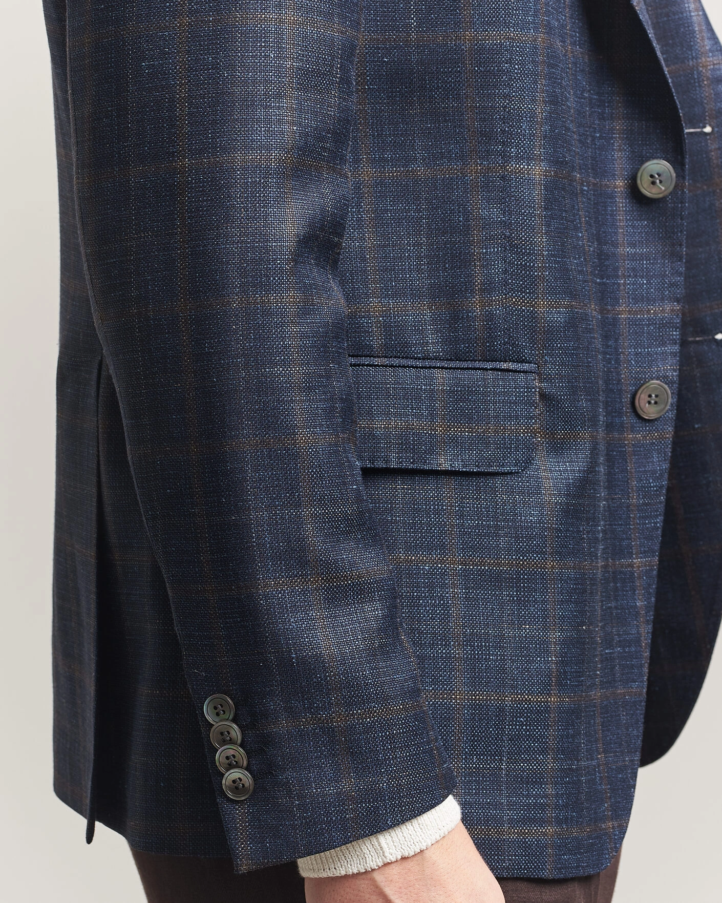 Herre | Dressjakker | Oscar Jacobson | Ferry Patch Loro Piana Summertime Checked Blazer Navy