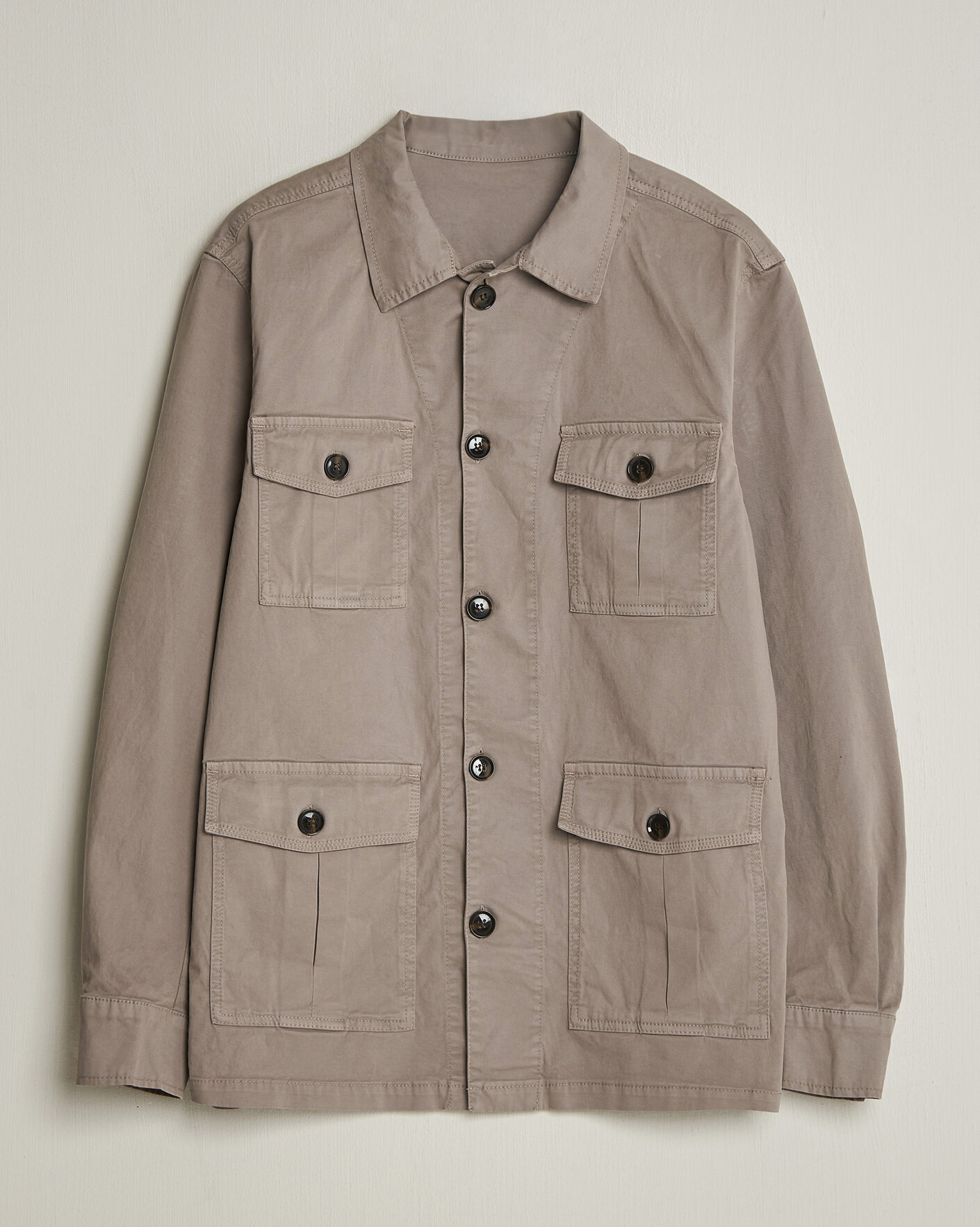 Herre | Skjorter | Oscar Jacobson | Safari Cotton Shirt Jacket Grey