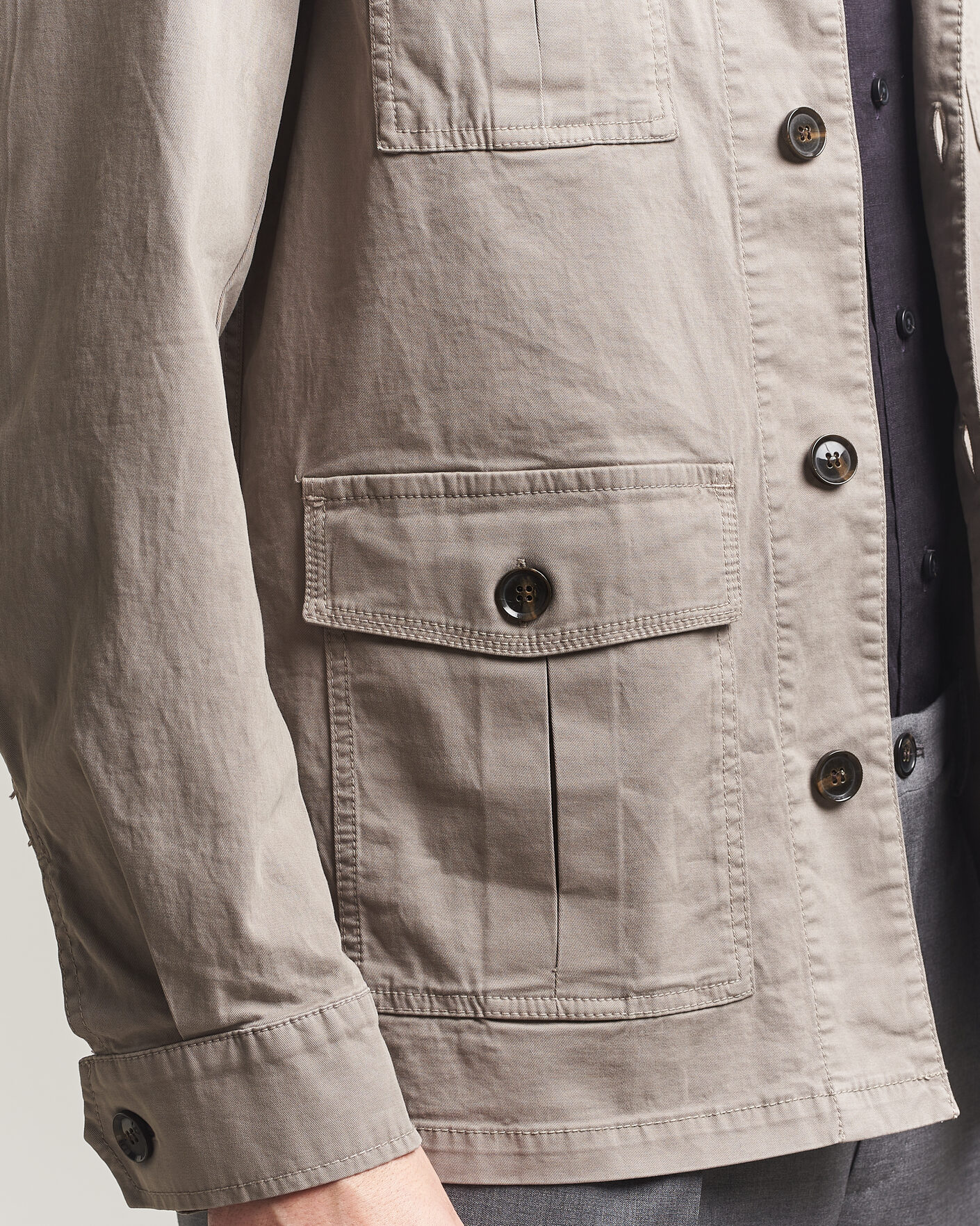 Herre | Skjorter | Oscar Jacobson | Safari Cotton Shirt Jacket Grey