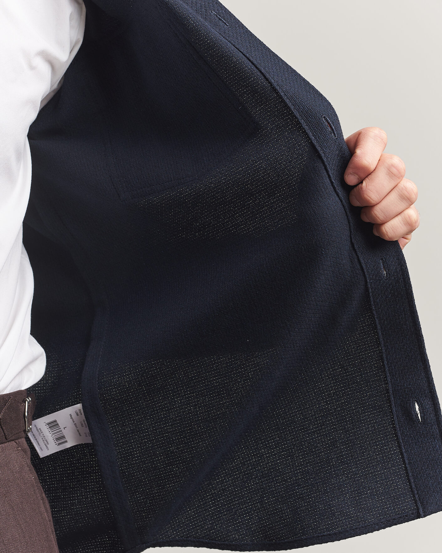 Herre | Skjorter | Oscar Jacobson | Magnus Structure Cotton Overshirt Navy