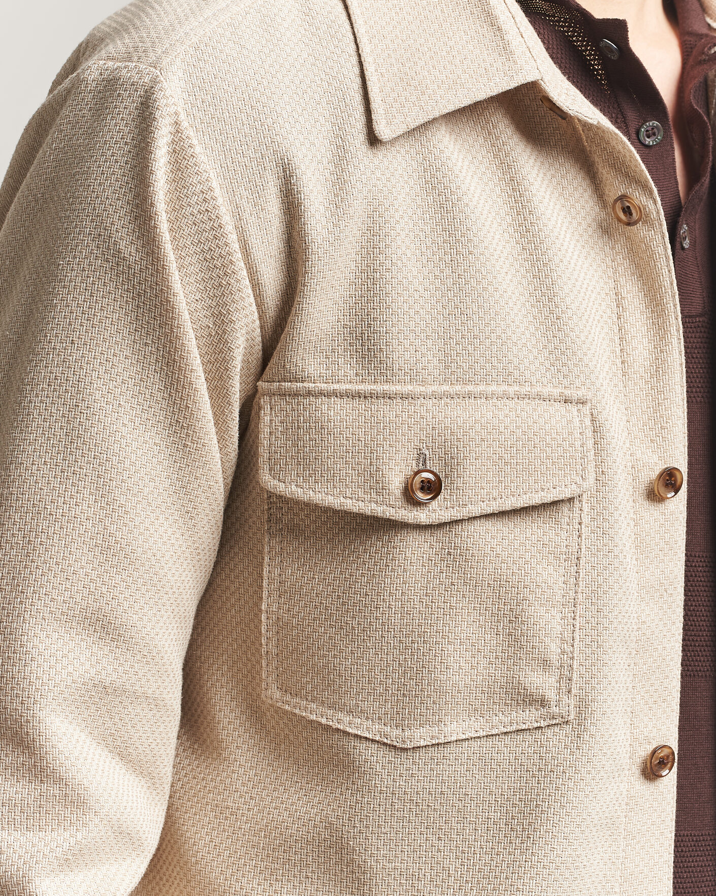 Herre | Skjorter | Oscar Jacobson | Magnus Structure Cotton Overshirt Beige