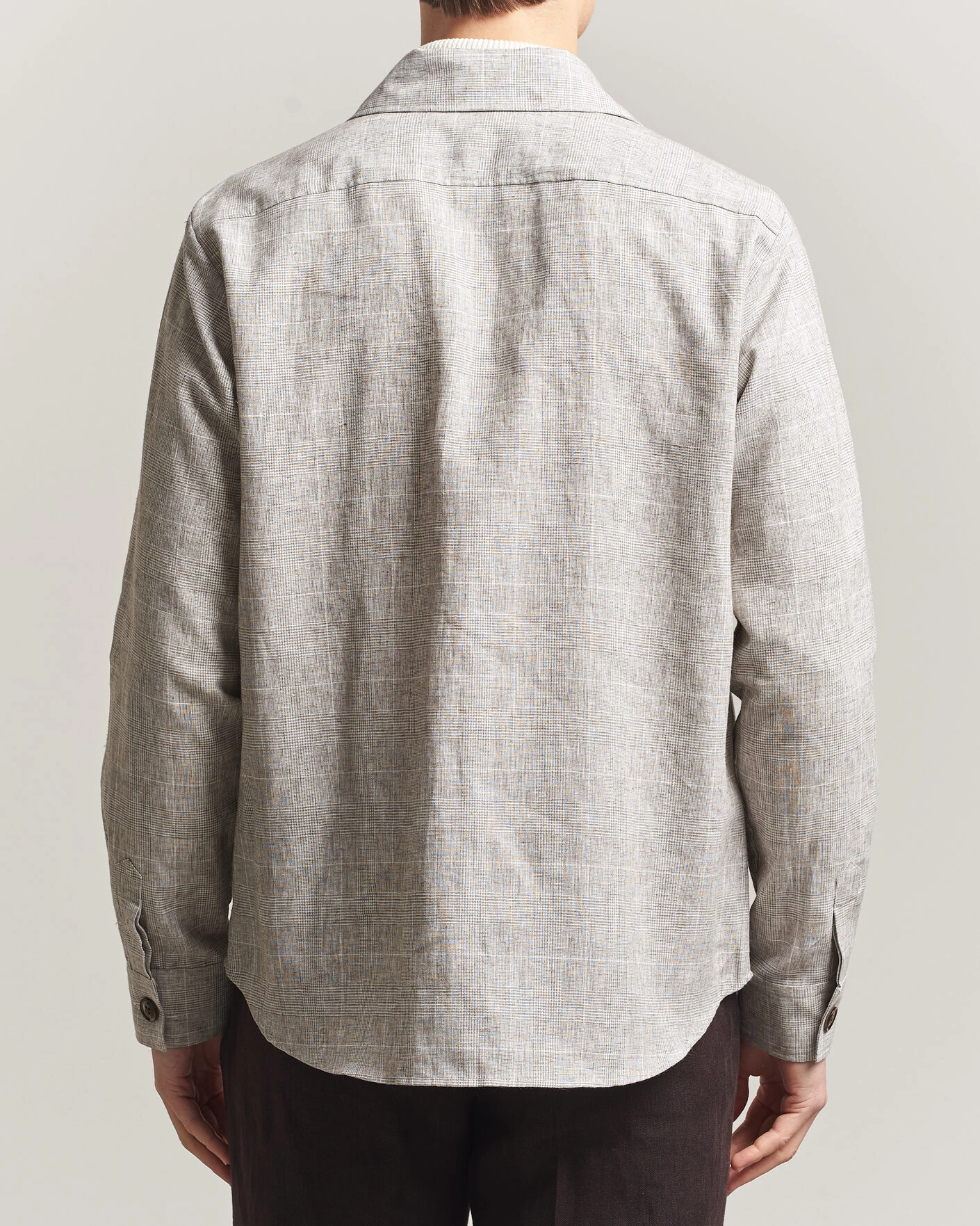 Herre | Skjorter | Oscar Jacobson | Magnus Checked Linen Overshirt Beige