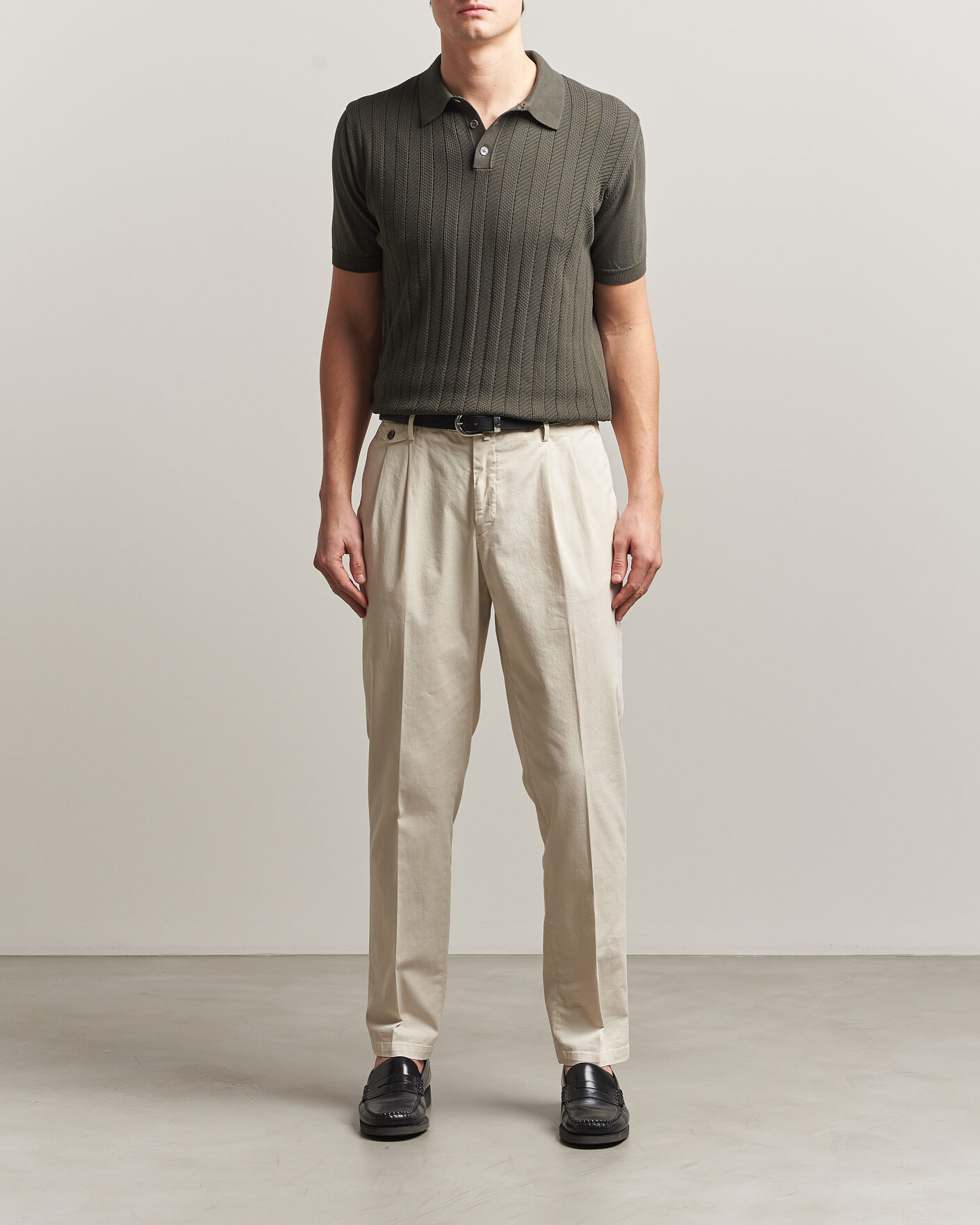 Herre | Pikéer | Oscar Jacobson | Barto Structured Cotton Polo Green