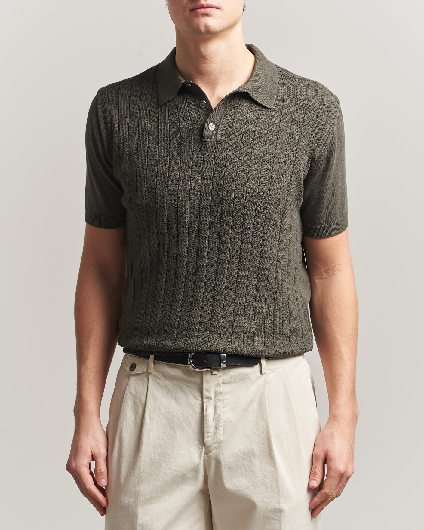 Herre | Pikéer | Oscar Jacobson | Barto Structured Cotton Polo Green