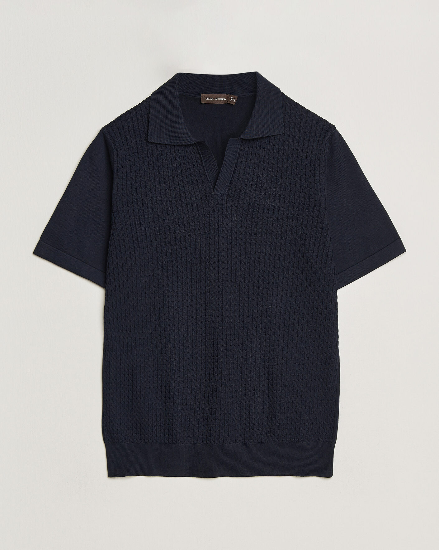 Herre | Pikéer | Oscar Jacobson | Alf Structured Cotton Polo Navy