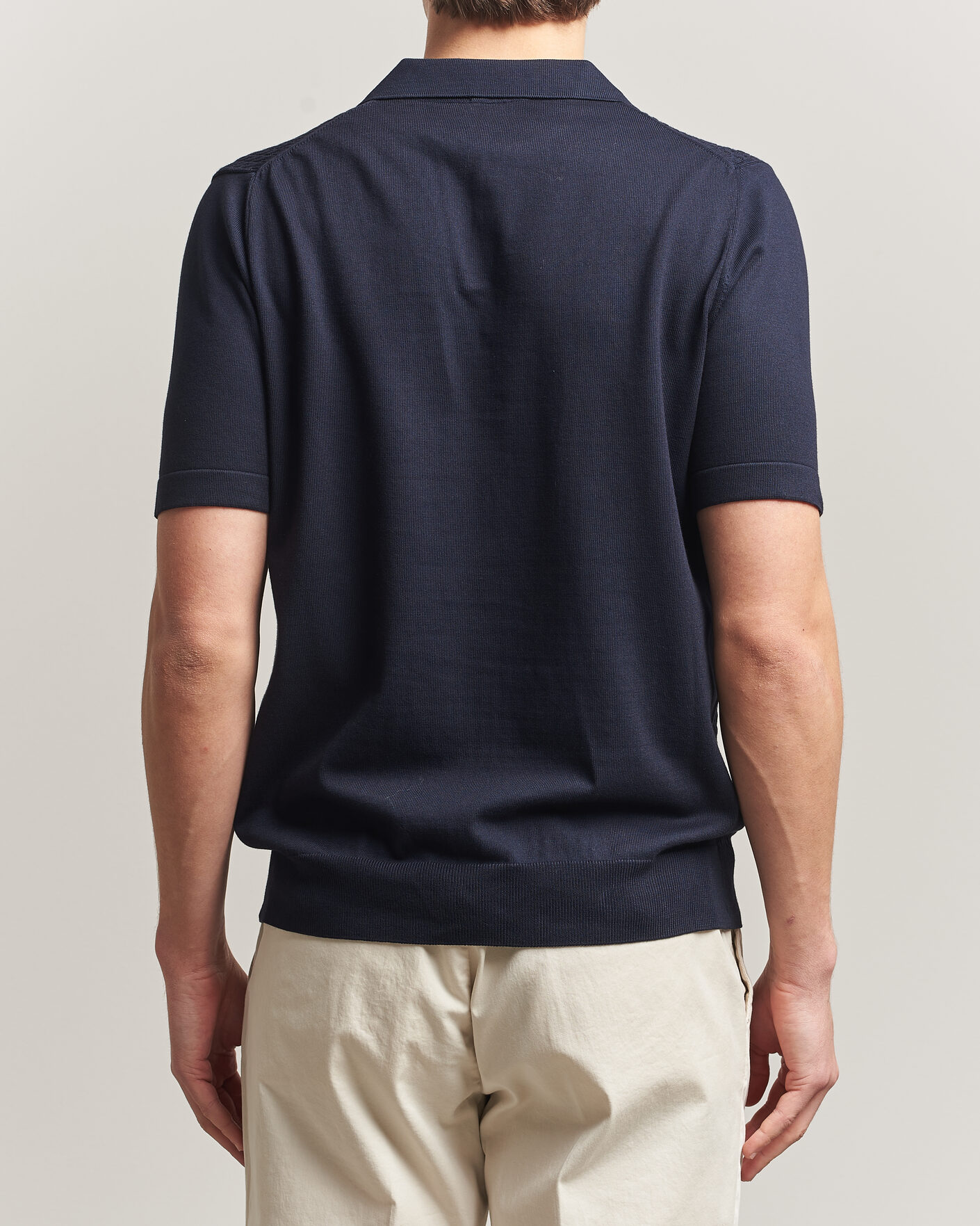 Herre | Pikéer | Oscar Jacobson | Alf Structured Cotton Polo Navy