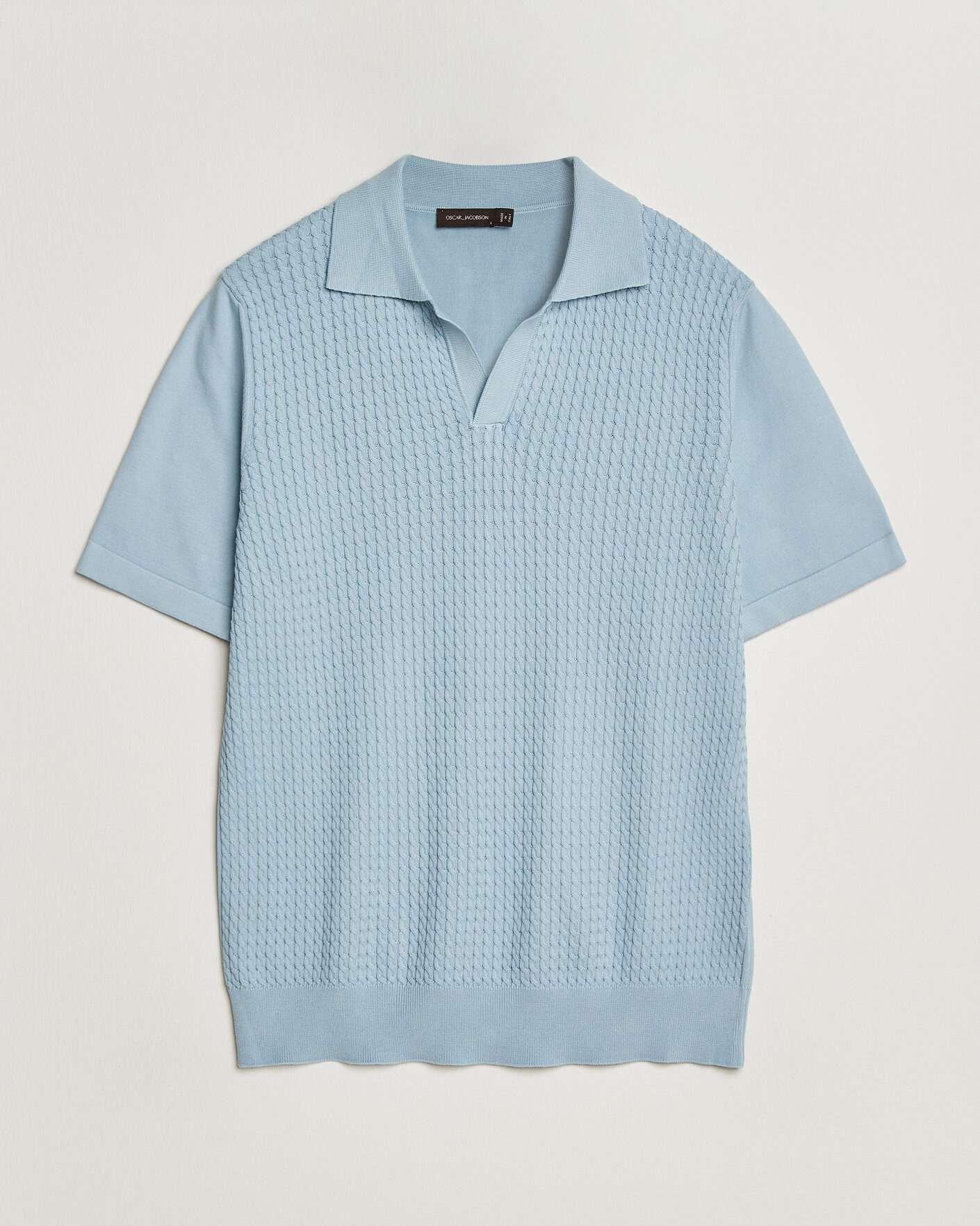 Herre | Pikéer | Oscar Jacobson | Alf Structured Cotton Polo Light Blue