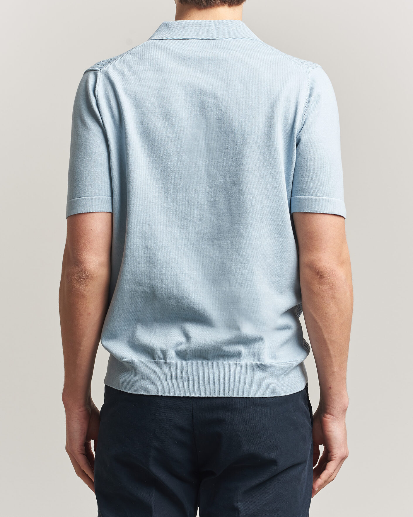 Herre | Pikéer | Oscar Jacobson | Alf Structured Cotton Polo Light Blue