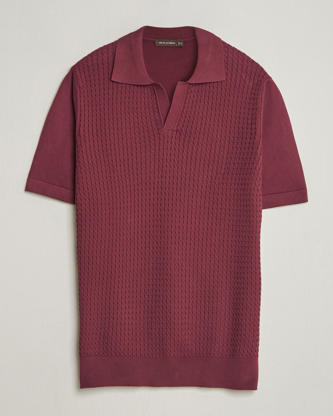 Herre | Pikéer | Oscar Jacobson | Alf Structured Cotton Polo Wine Red