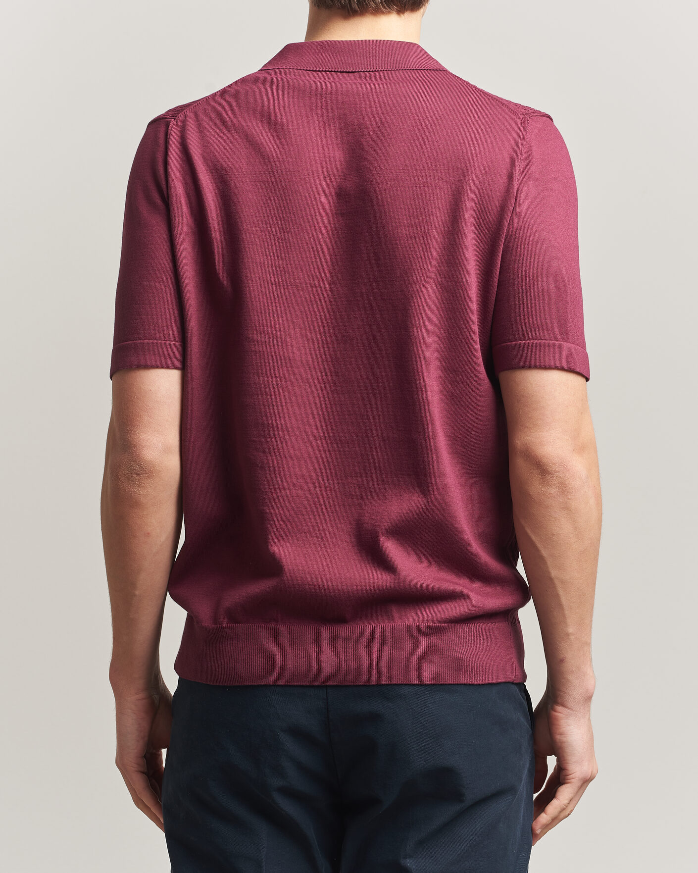 Herre | Pikéer | Oscar Jacobson | Alf Structured Cotton Polo Wine Red