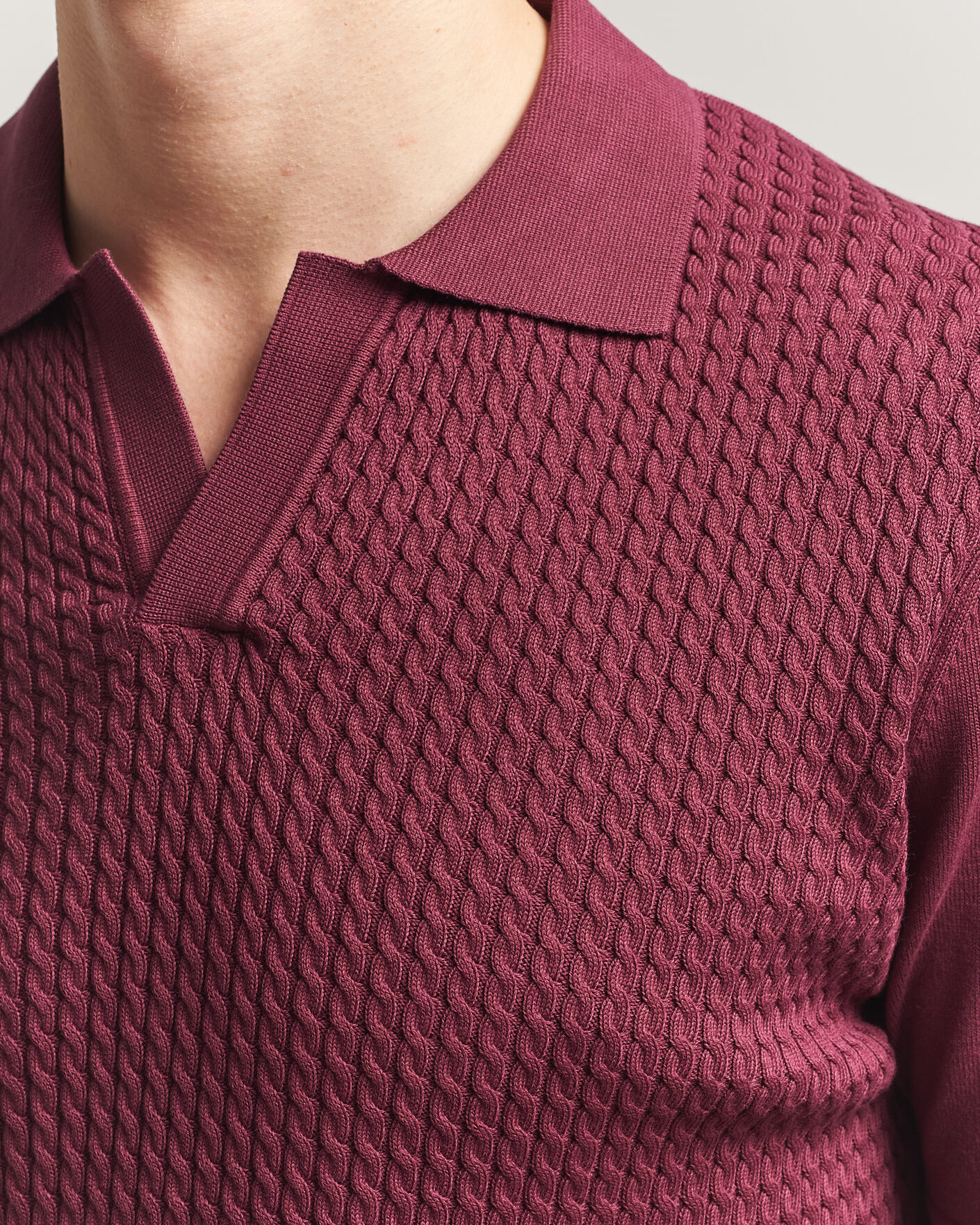Herre | Pikéer | Oscar Jacobson | Alf Structured Cotton Polo Wine Red