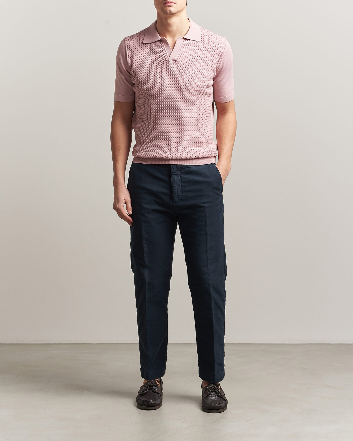 Herre | Pikéer | Oscar Jacobson | Alf Structured Cotton Polo Pink