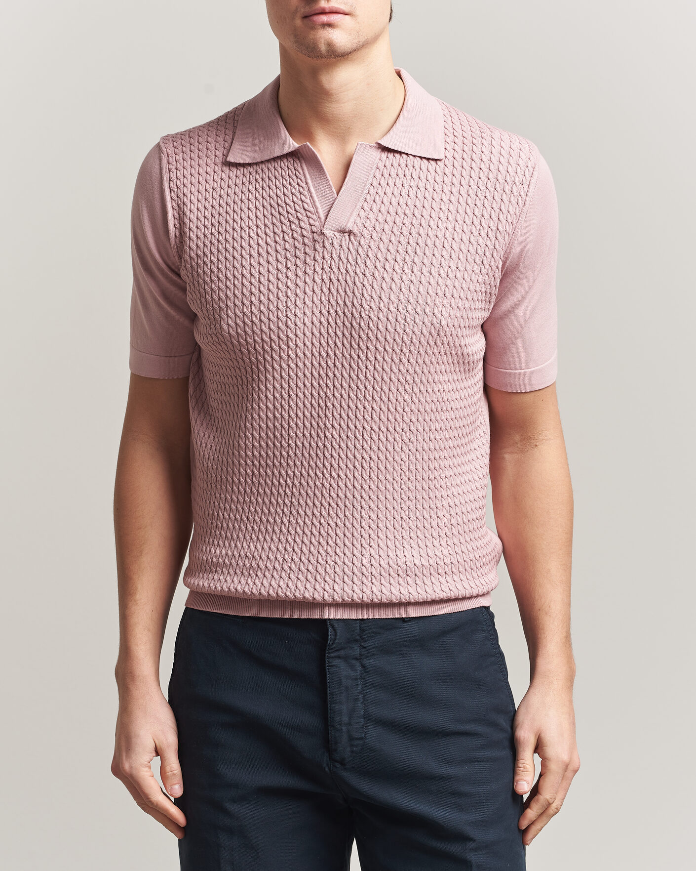 Herre | Pikéer | Oscar Jacobson | Alf Structured Cotton Polo Pink