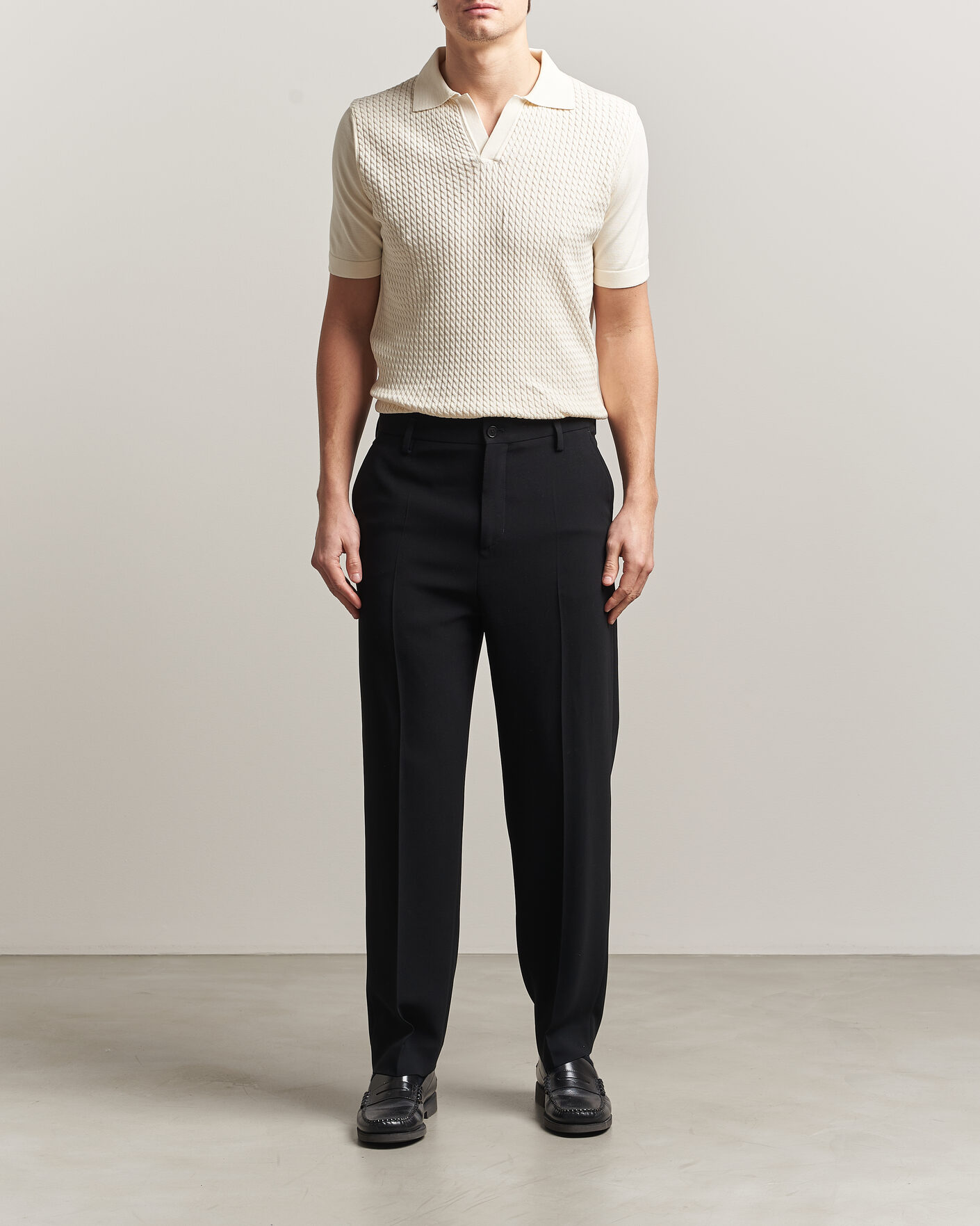 Herre | Pikéer | Oscar Jacobson | Alf Structured Cotton Polo Off White