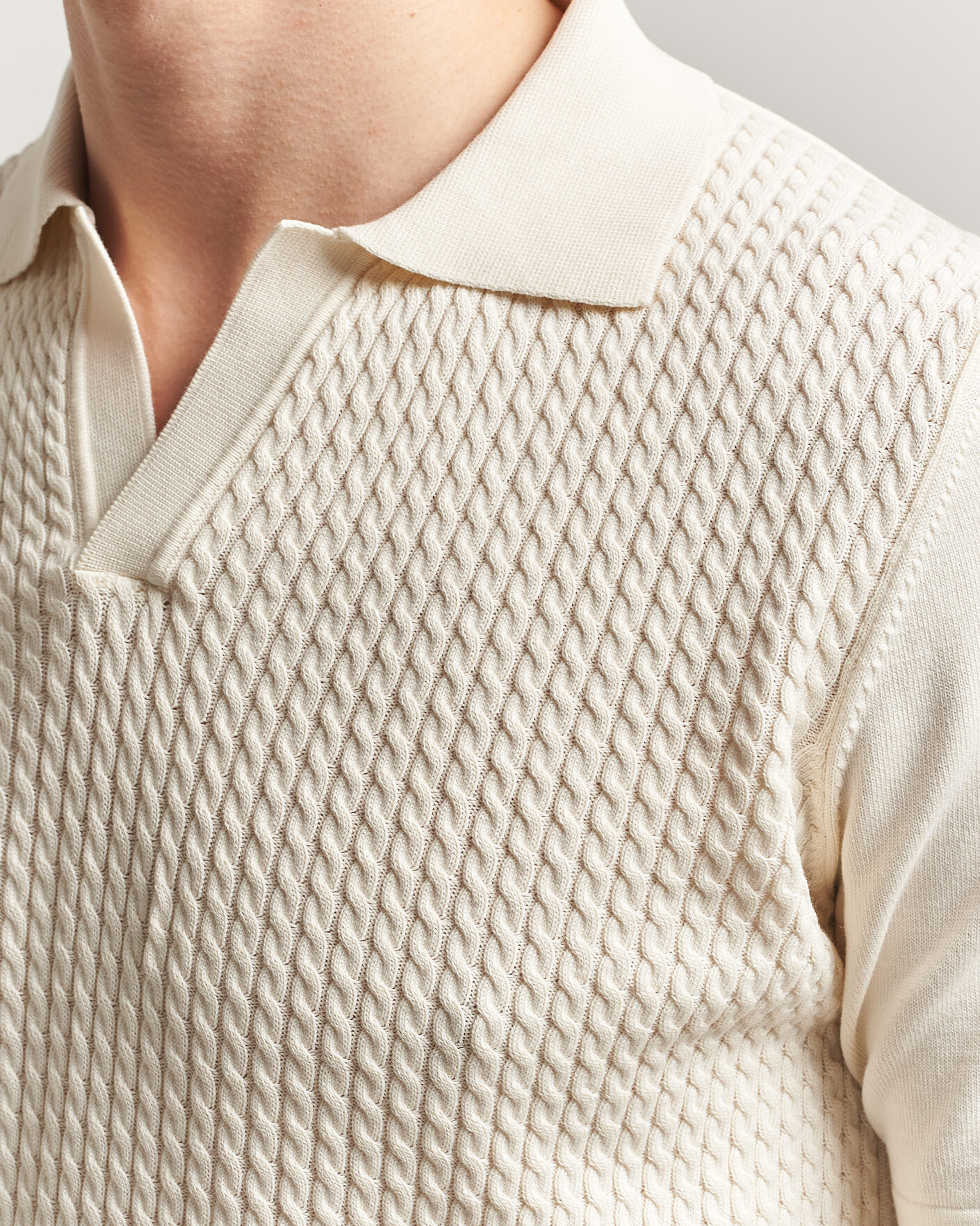 Herre | Pikéer | Oscar Jacobson | Alf Structured Cotton Polo Off White
