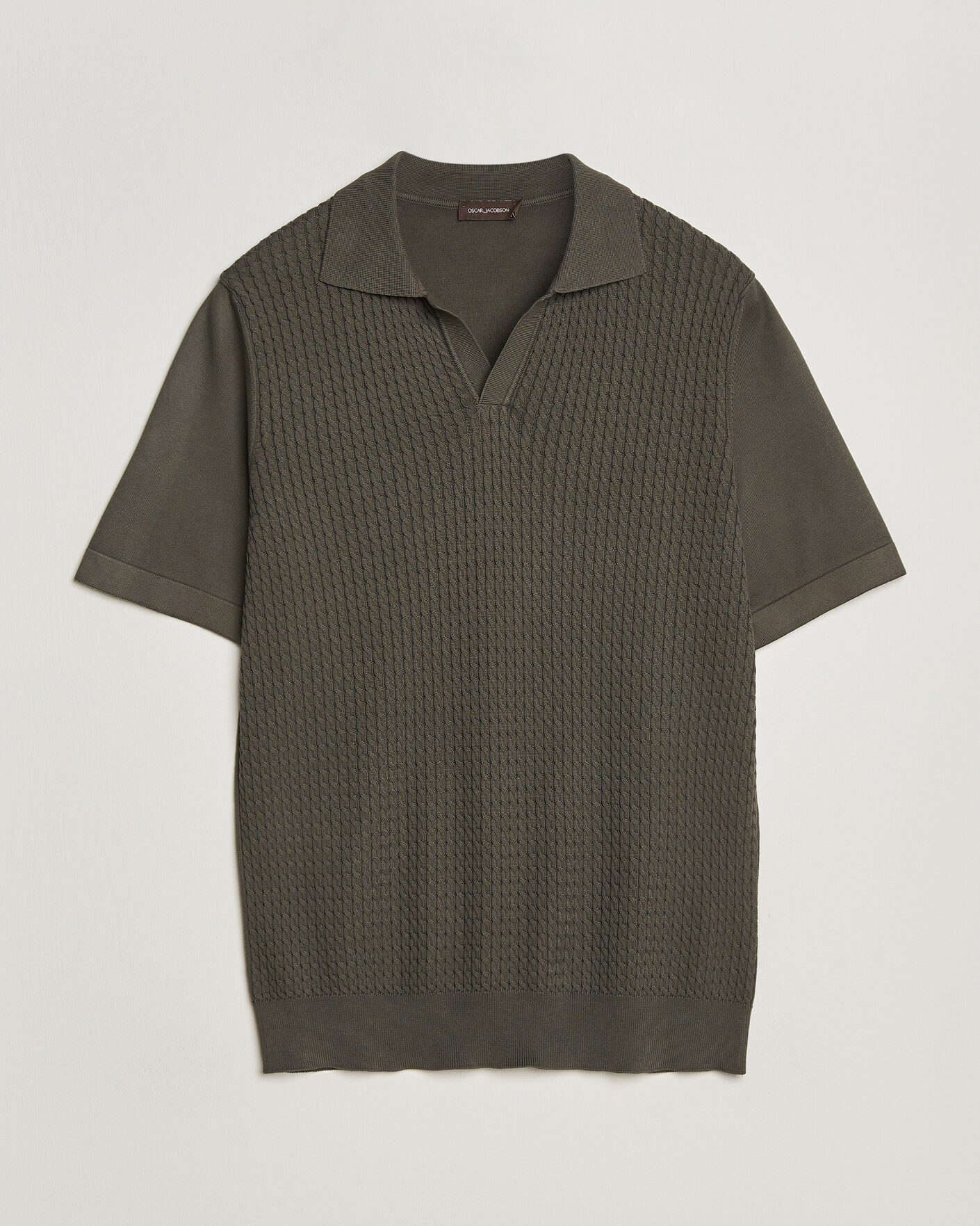 Herre | Pikéer | Oscar Jacobson | Alf Structured Cotton Polo Green