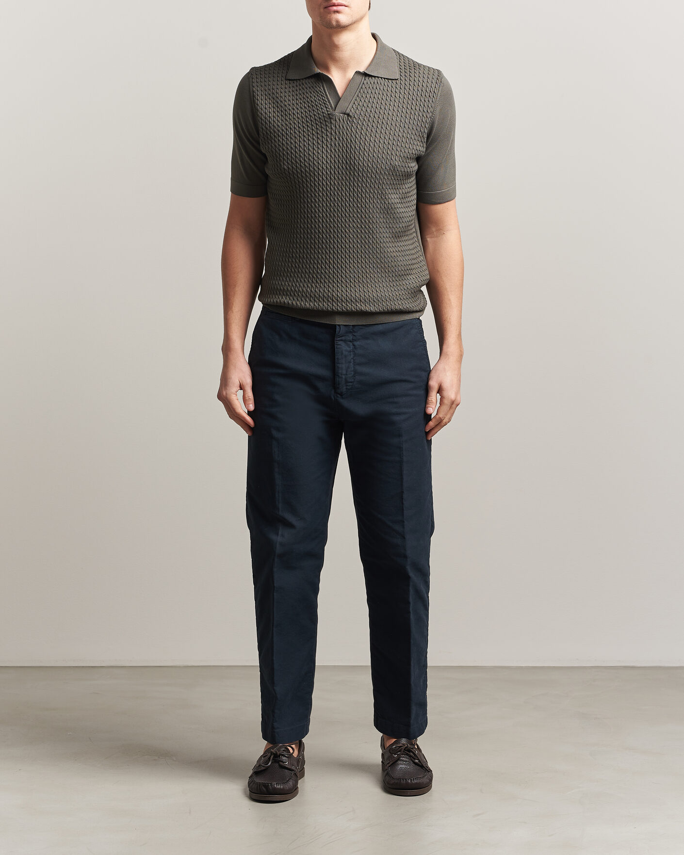 Herre | Pikéer | Oscar Jacobson | Alf Structured Cotton Polo Green