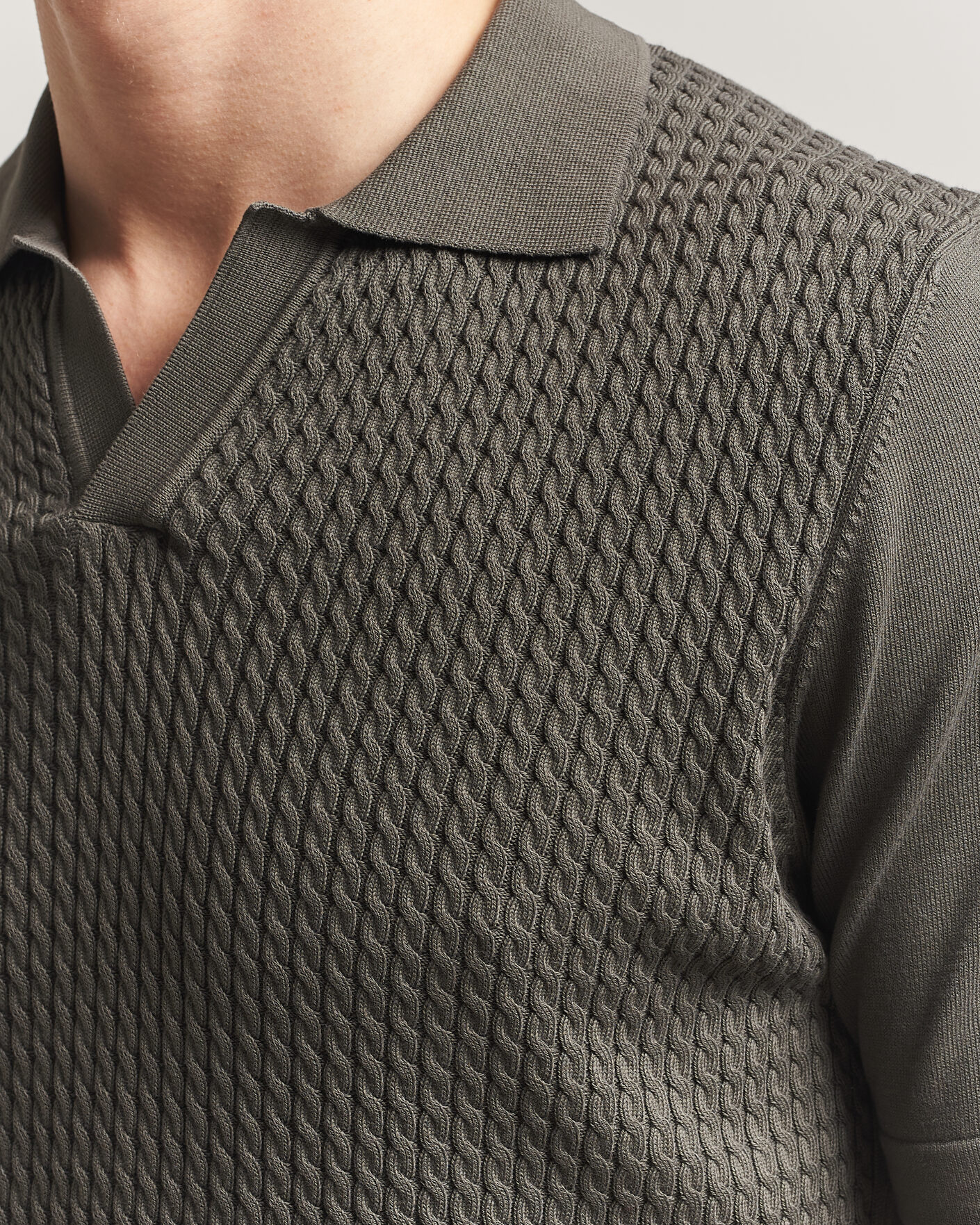 Herre | Pikéer | Oscar Jacobson | Alf Structured Cotton Polo Green