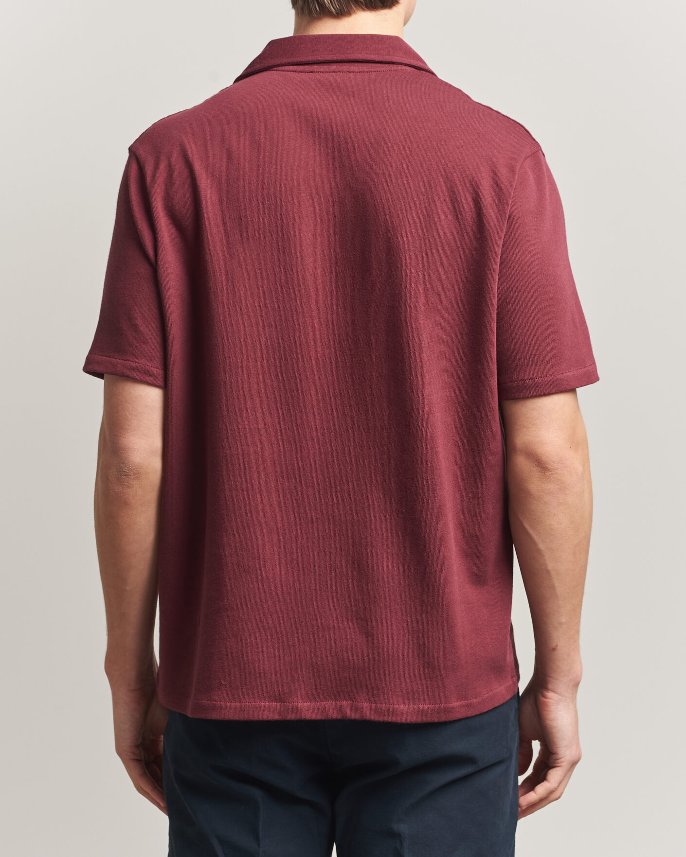 Herre | Skjorter | Oscar Jacobson | Kirk Knitted Short Sleeve Shirt Wine Red