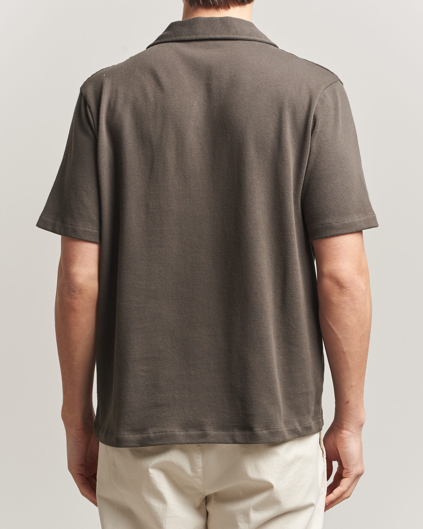Herre | Skjorter | Oscar Jacobson | Kirk Knitted Short Sleeve Shirt Green