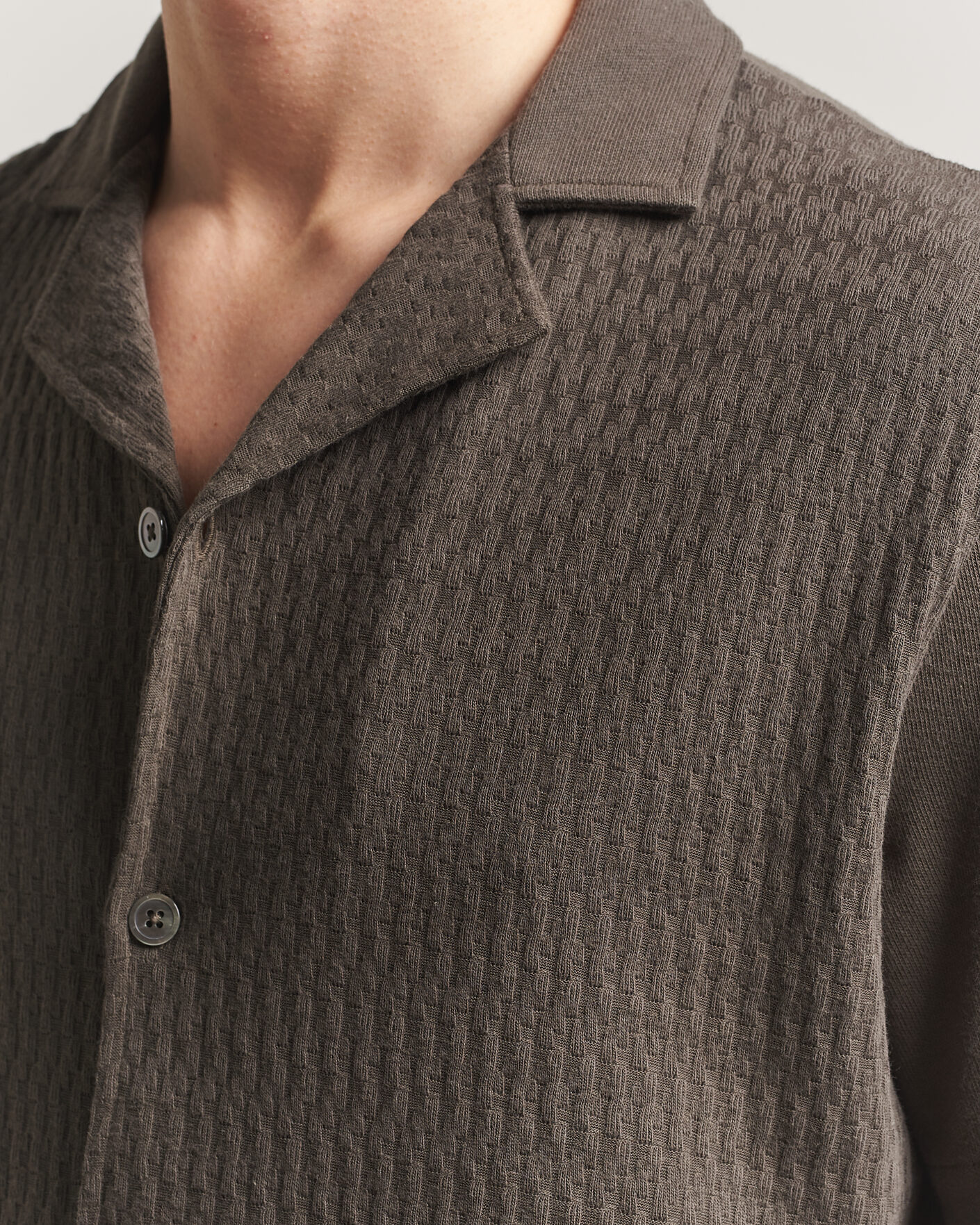 Herre | Skjorter | Oscar Jacobson | Kirk Knitted Short Sleeve Shirt Green