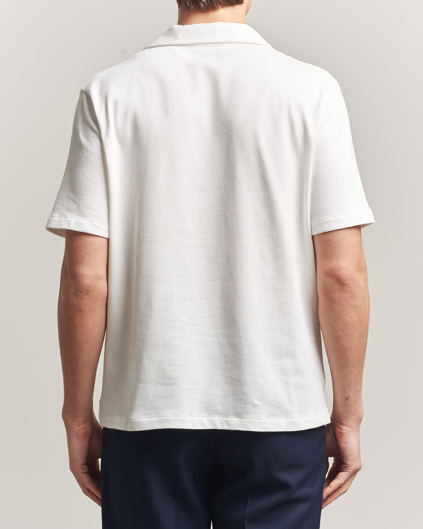 Herre | Skjorter | Oscar Jacobson | Kirk Knitted Short Sleeve Shirt Snow White