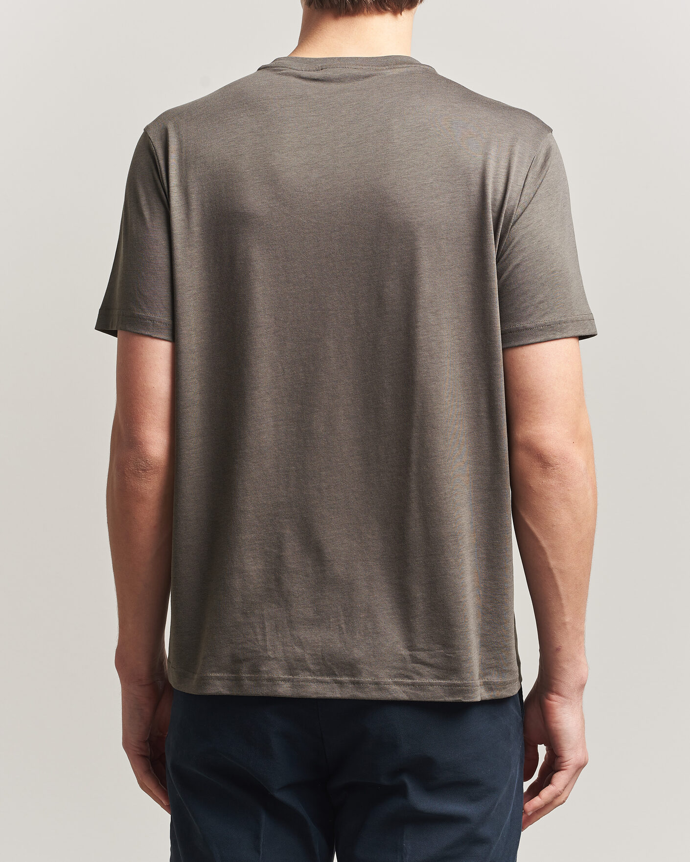 Herre | T-Shirts | Oscar Jacobson | Kim Lyocel/Cotton T-Shirt Green