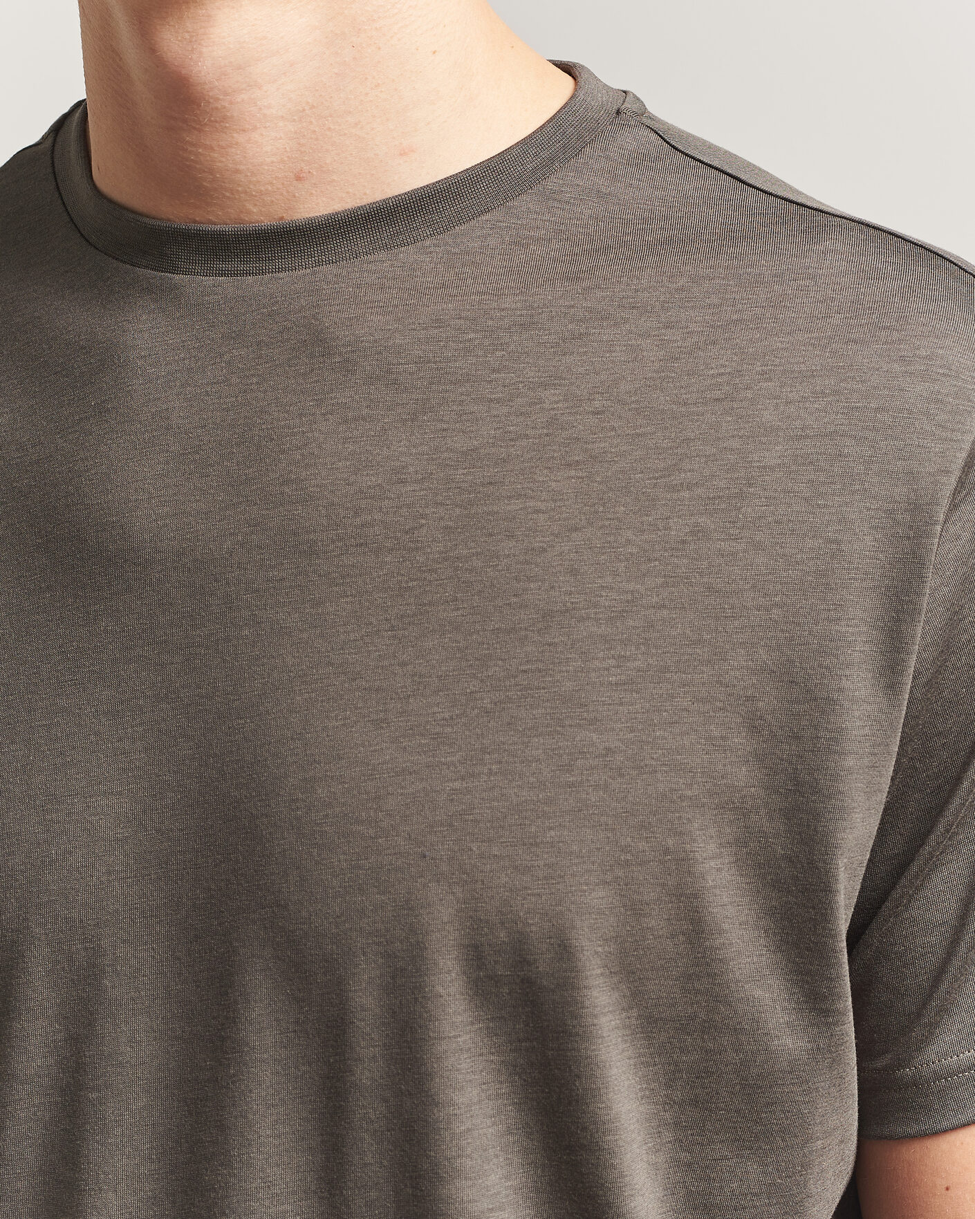 Herre | T-Shirts | Oscar Jacobson | Kim Lyocel/Cotton T-Shirt Green