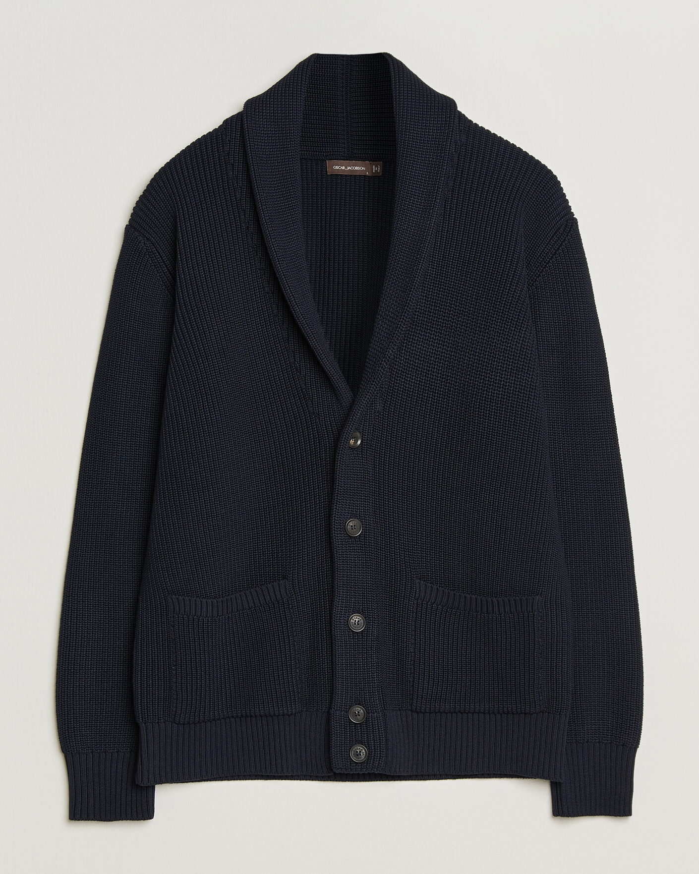Herre | Gensere | Oscar Jacobson | Roland Knitted Cotton Cardigan Navy