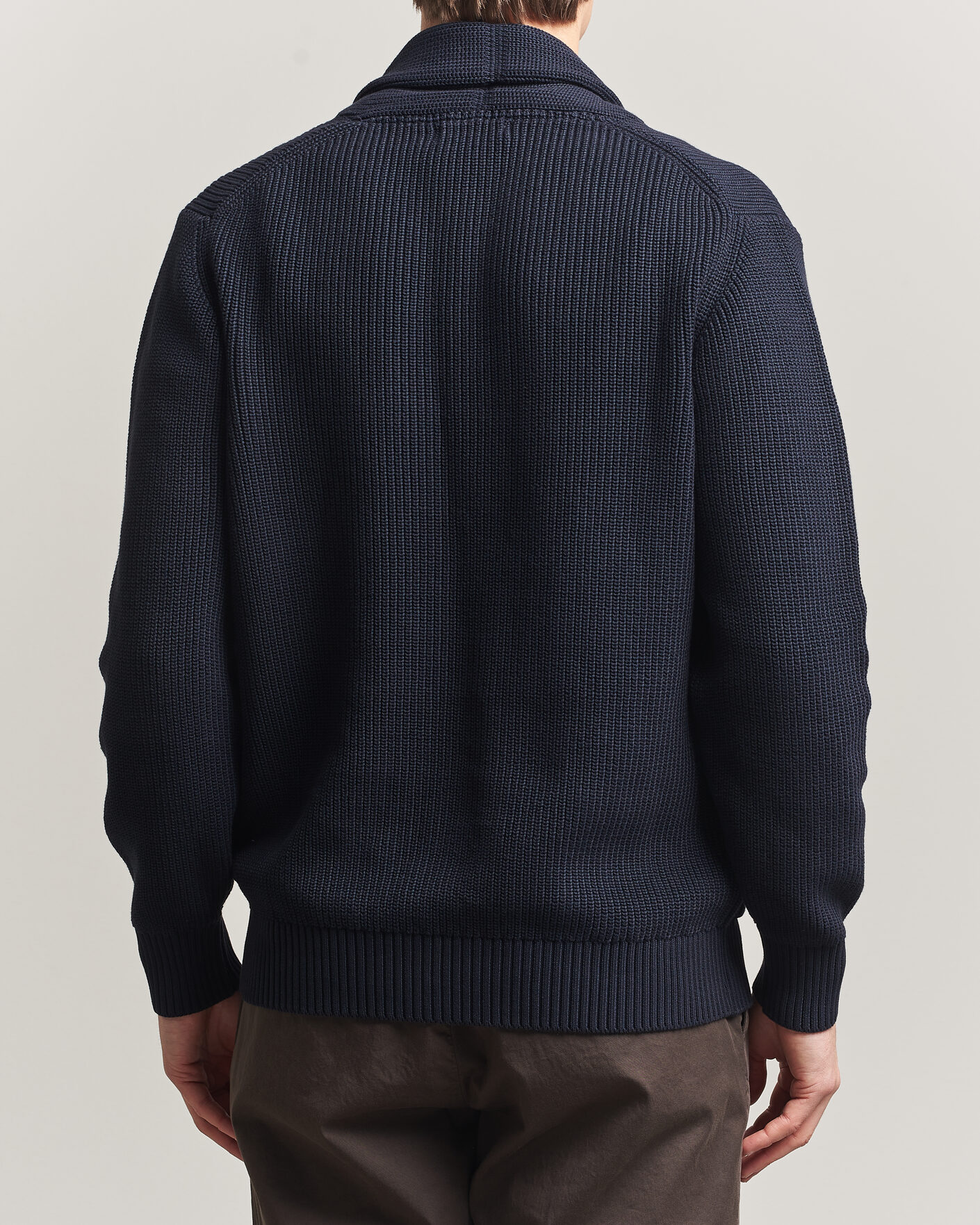 Herre | Gensere | Oscar Jacobson | Roland Knitted Cotton Cardigan Navy