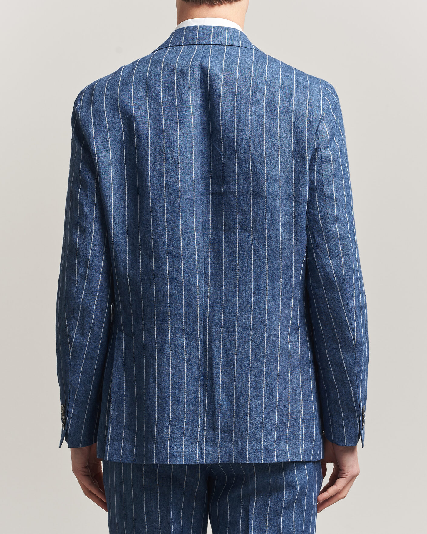 Herre | Dressjakker | Oscar Jacobson | Farrys Patch Striped Linen Blazer Blue