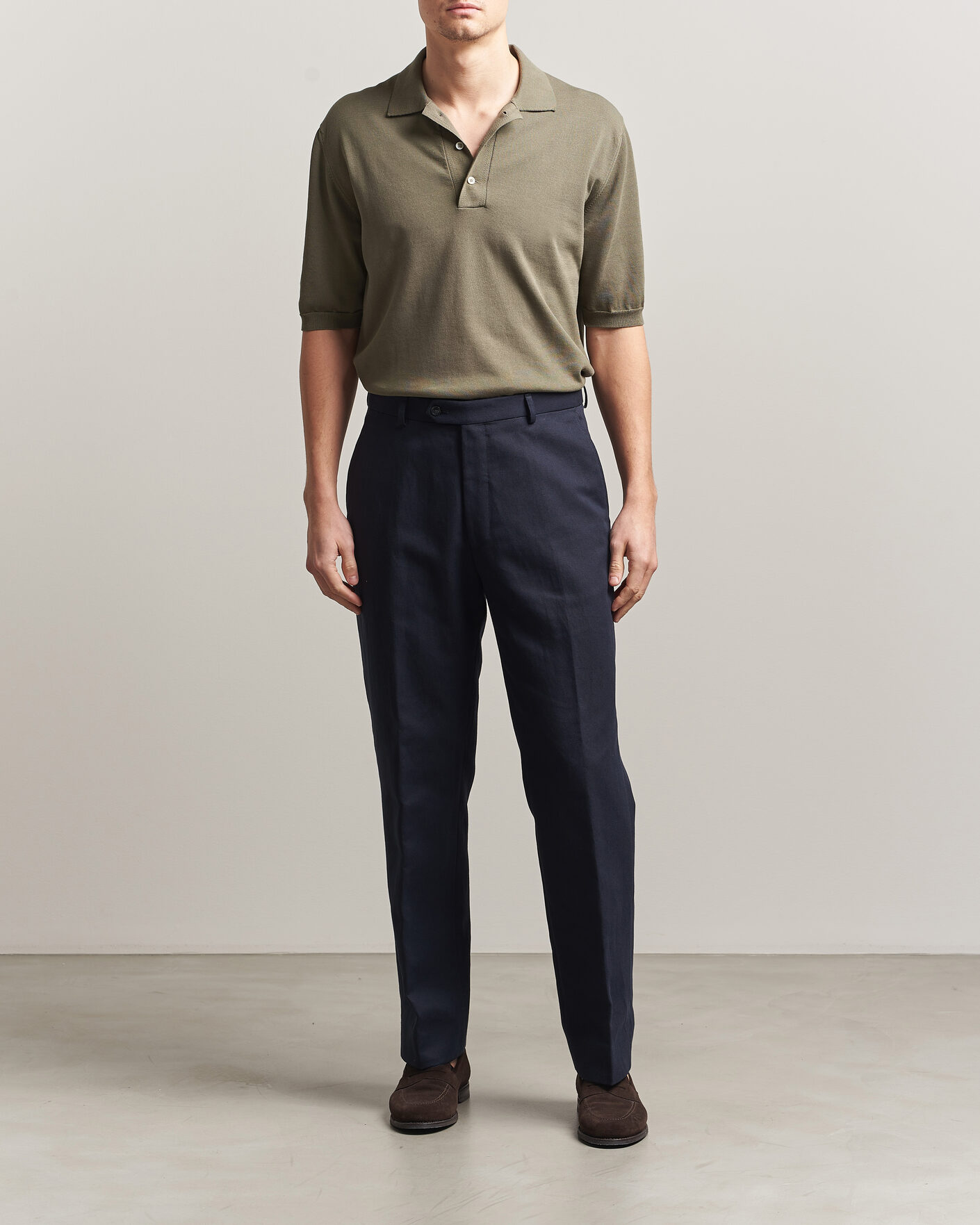 Herre | Pikéer | Zanone | Knitted Cotton Polo Olive
