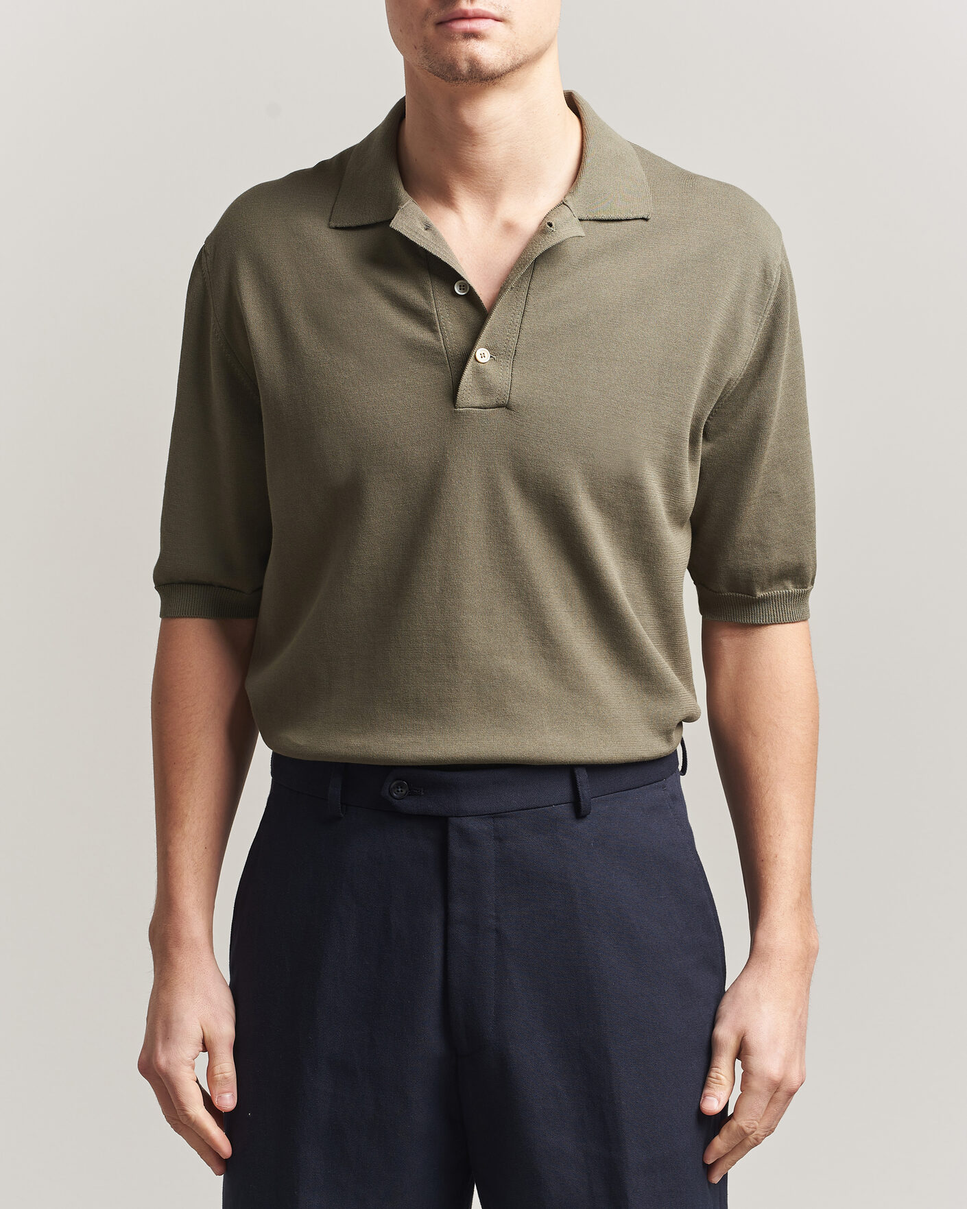 Herre | Pikéer | Zanone | Knitted Cotton Polo Olive