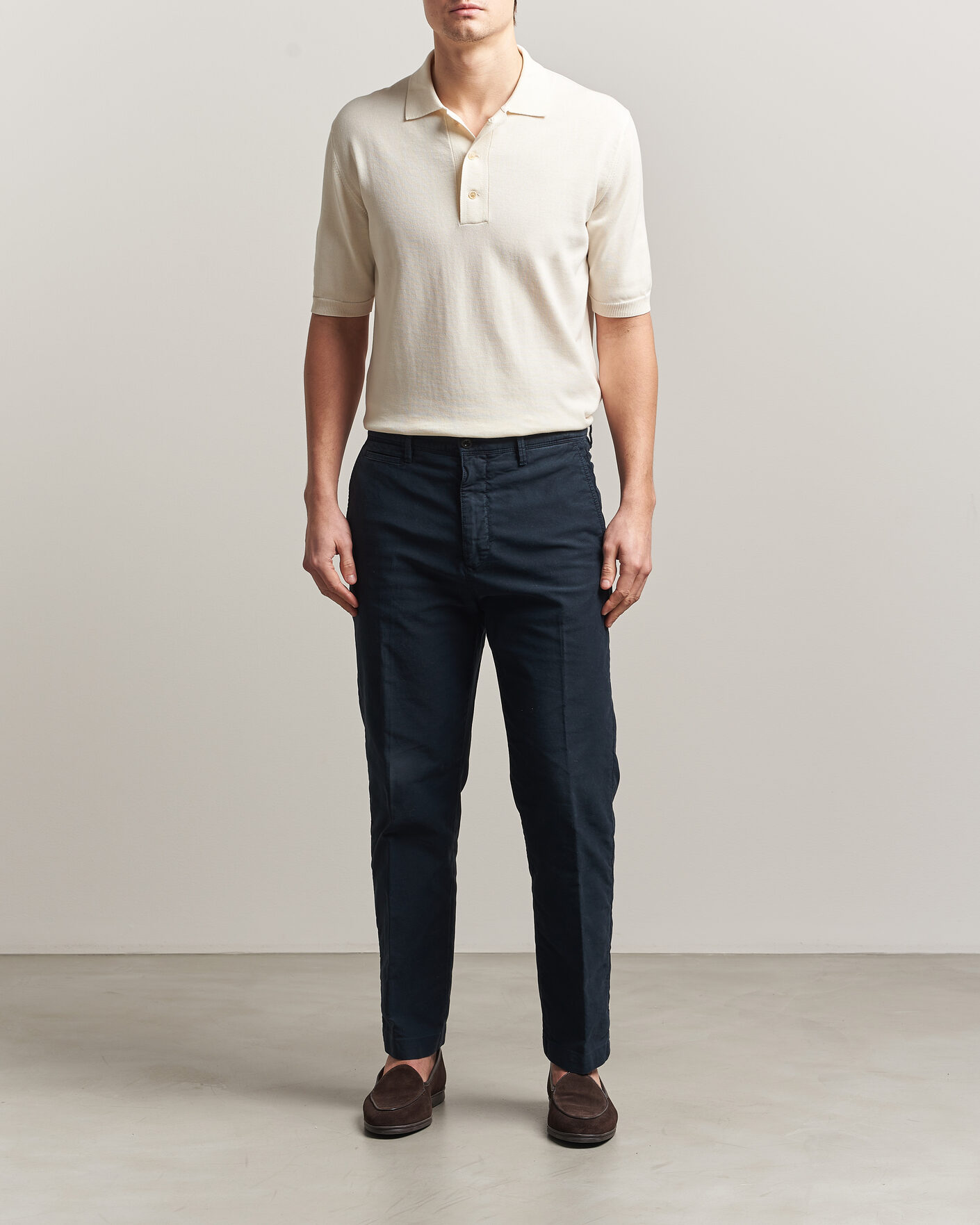 Herre | Pikéer | Zanone | Knitted Cotton Polo Off White