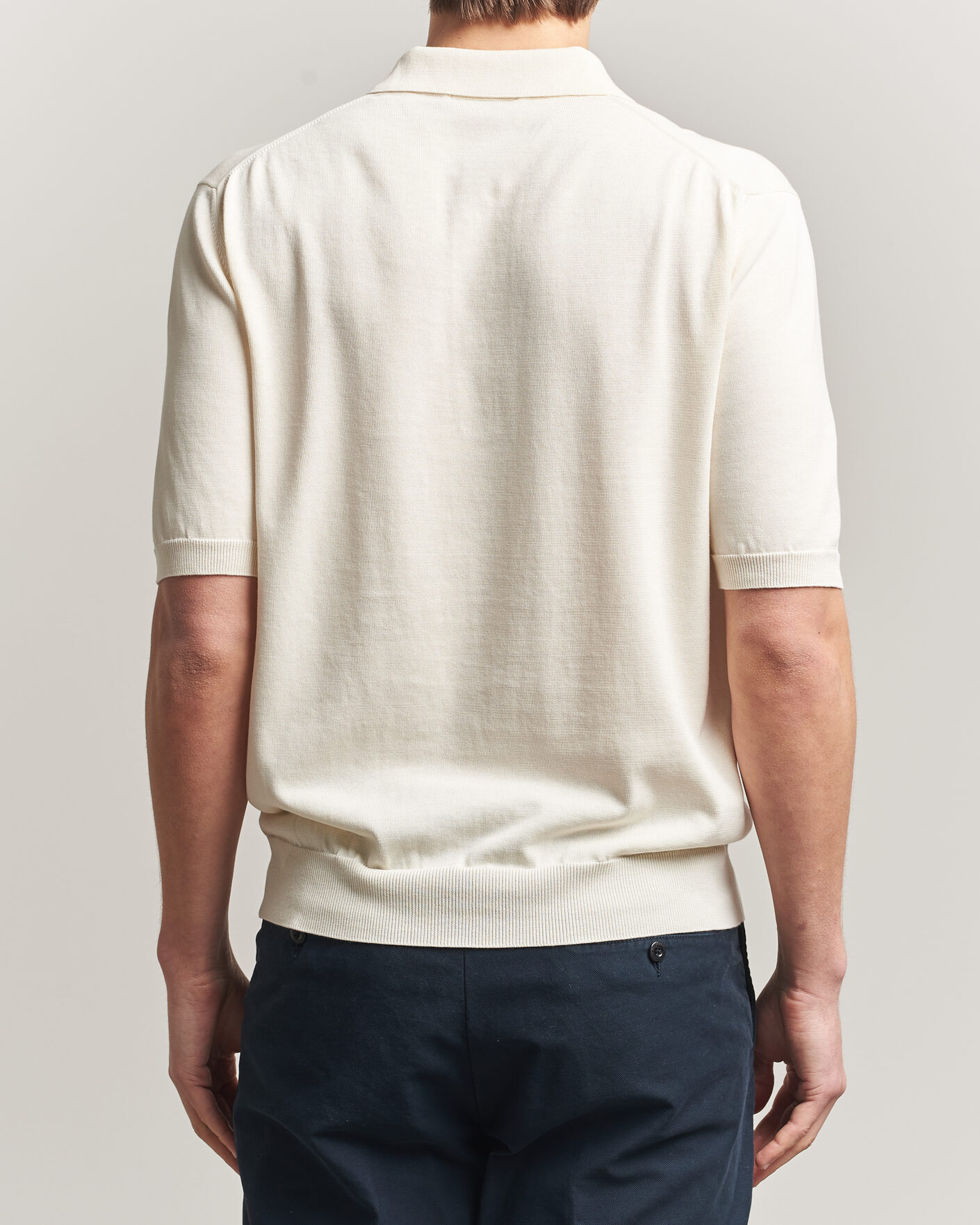 Herre | Pikéer | Zanone | Knitted Cotton Polo Off White