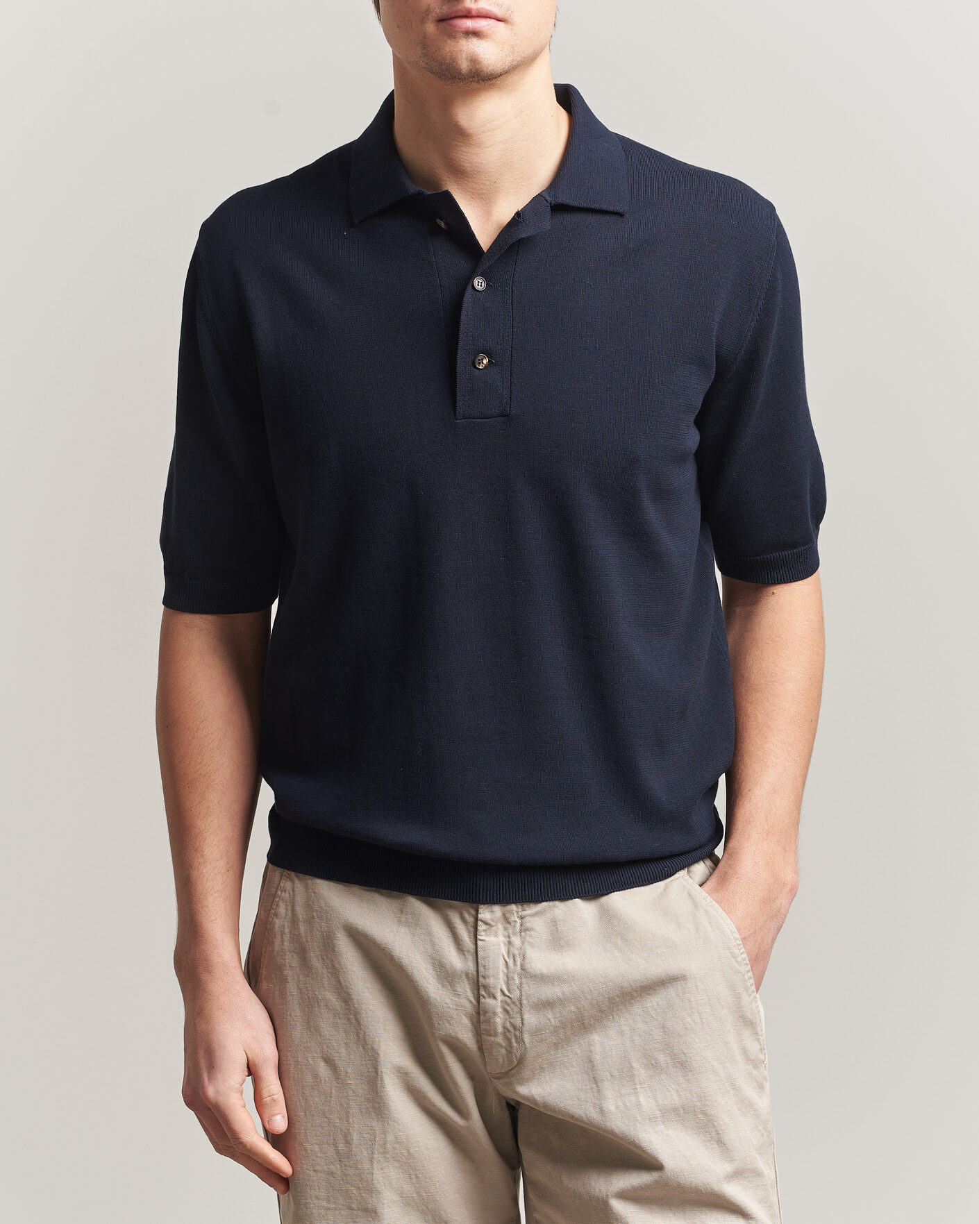 Herre | Pikéer | Zanone | Knitted Cotton Polo Navy