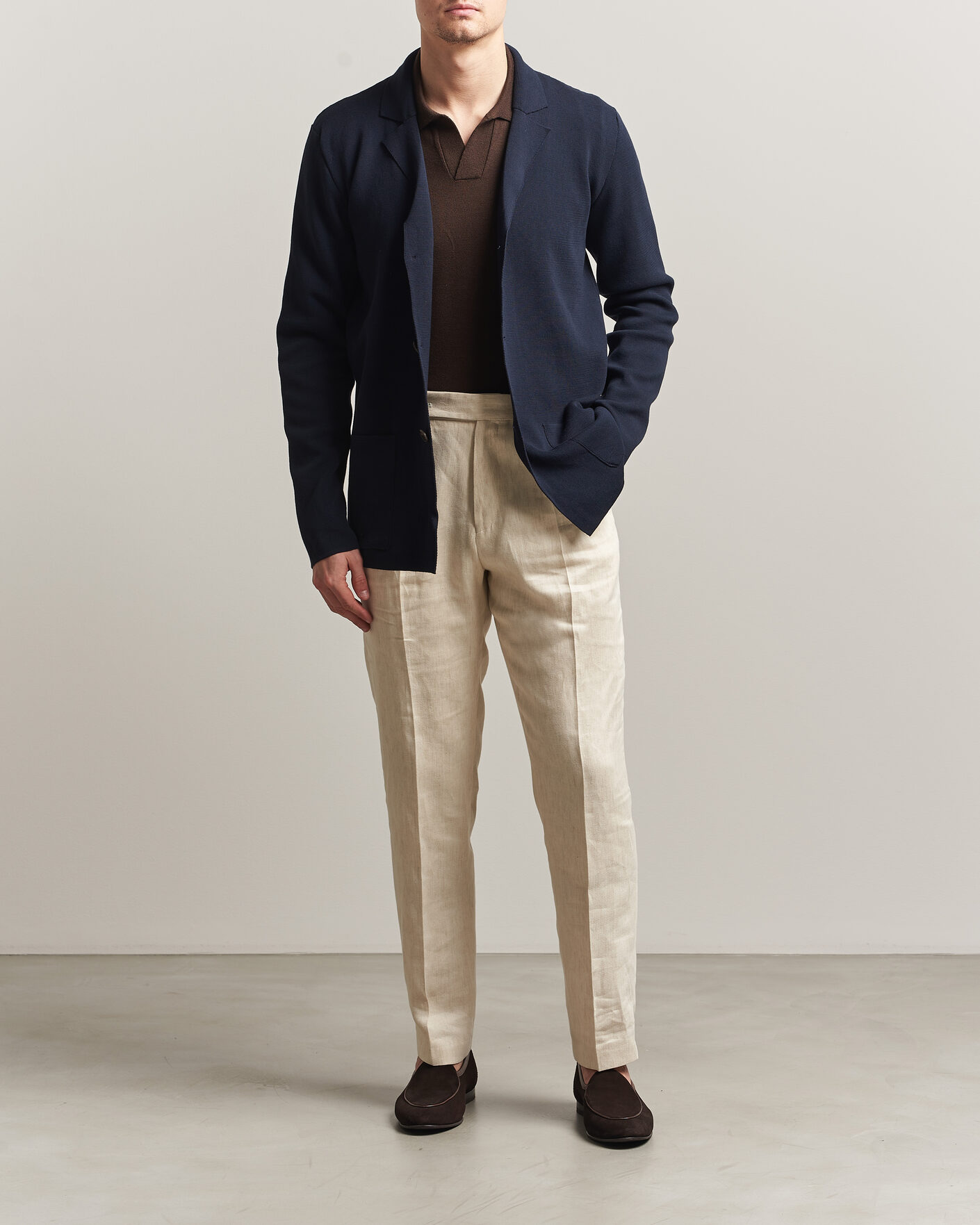 Herre | Dressjakker | Zanone | Knitted Cotton Blazer Navy