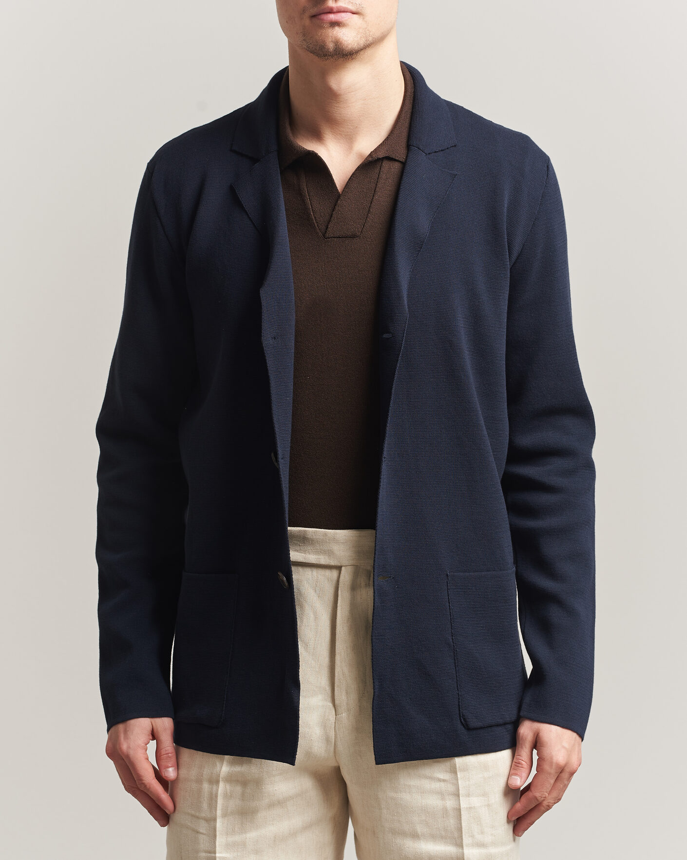 Herre | Dressjakker | Zanone | Knitted Cotton Blazer Navy