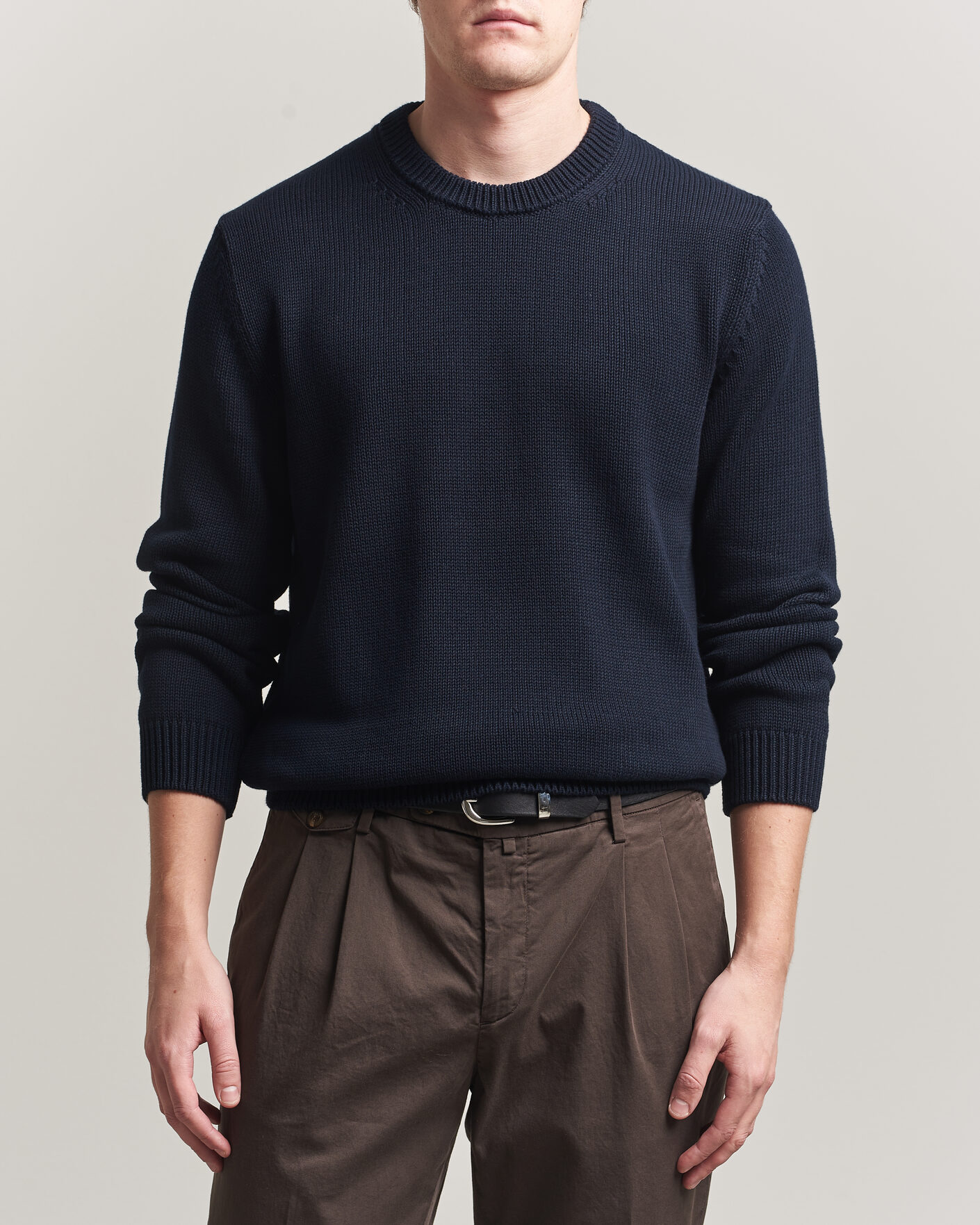 Herre | Gensere | Zanone | Soft Cotton Crew Neck Sweater Navy