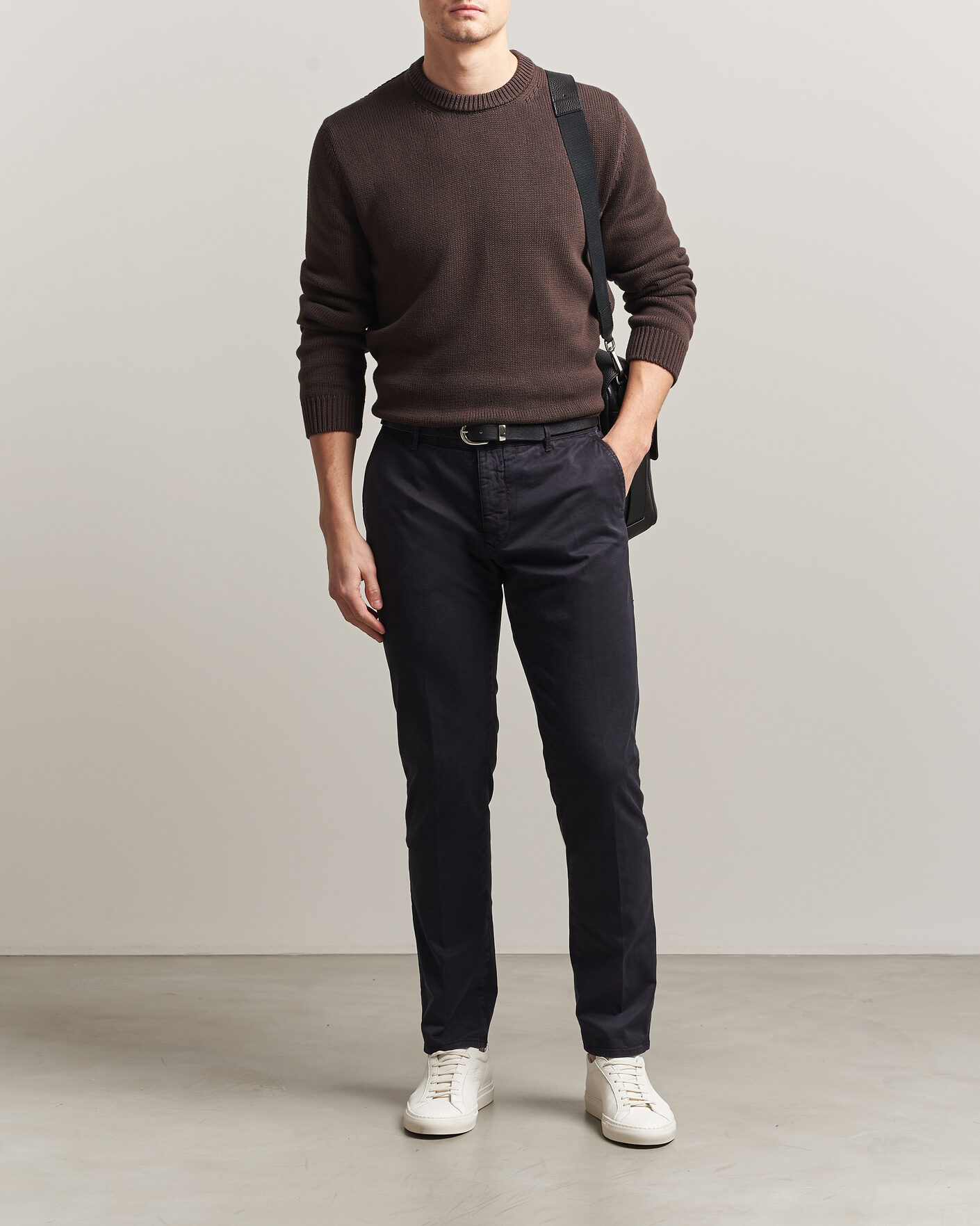 Herre | Gensere | Zanone | Soft Cotton Crew Neck Sweater Chocolate