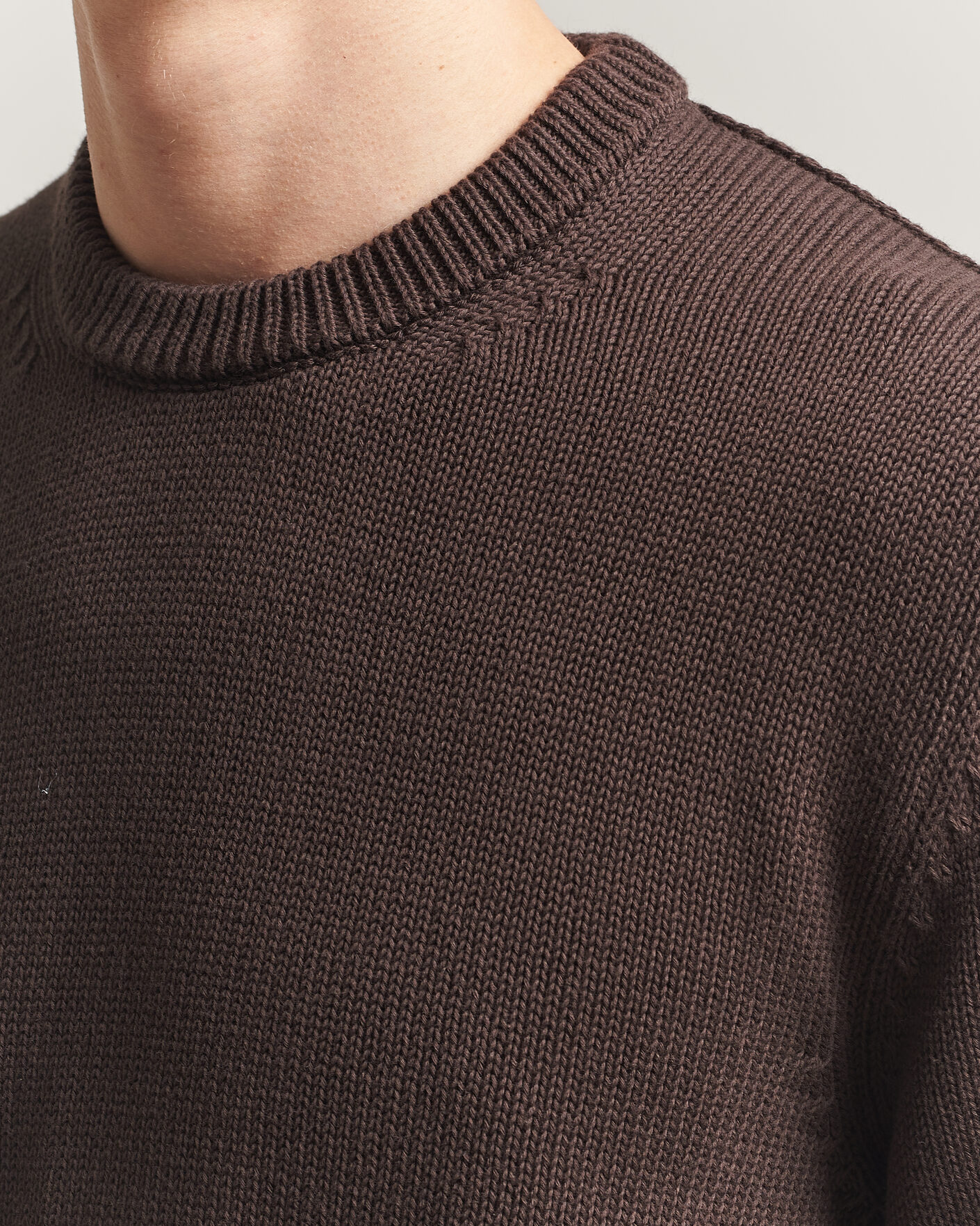Herre | Gensere | Zanone | Soft Cotton Crew Neck Sweater Chocolate