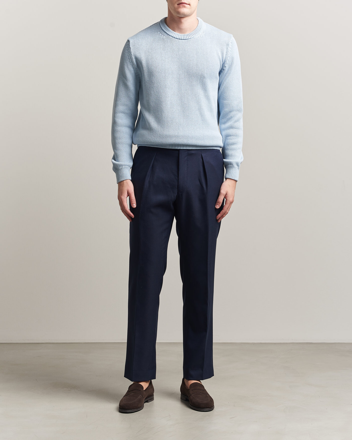Herre | Gensere | Zanone | Soft Cotton Crew Neck Sweater Sky Blue