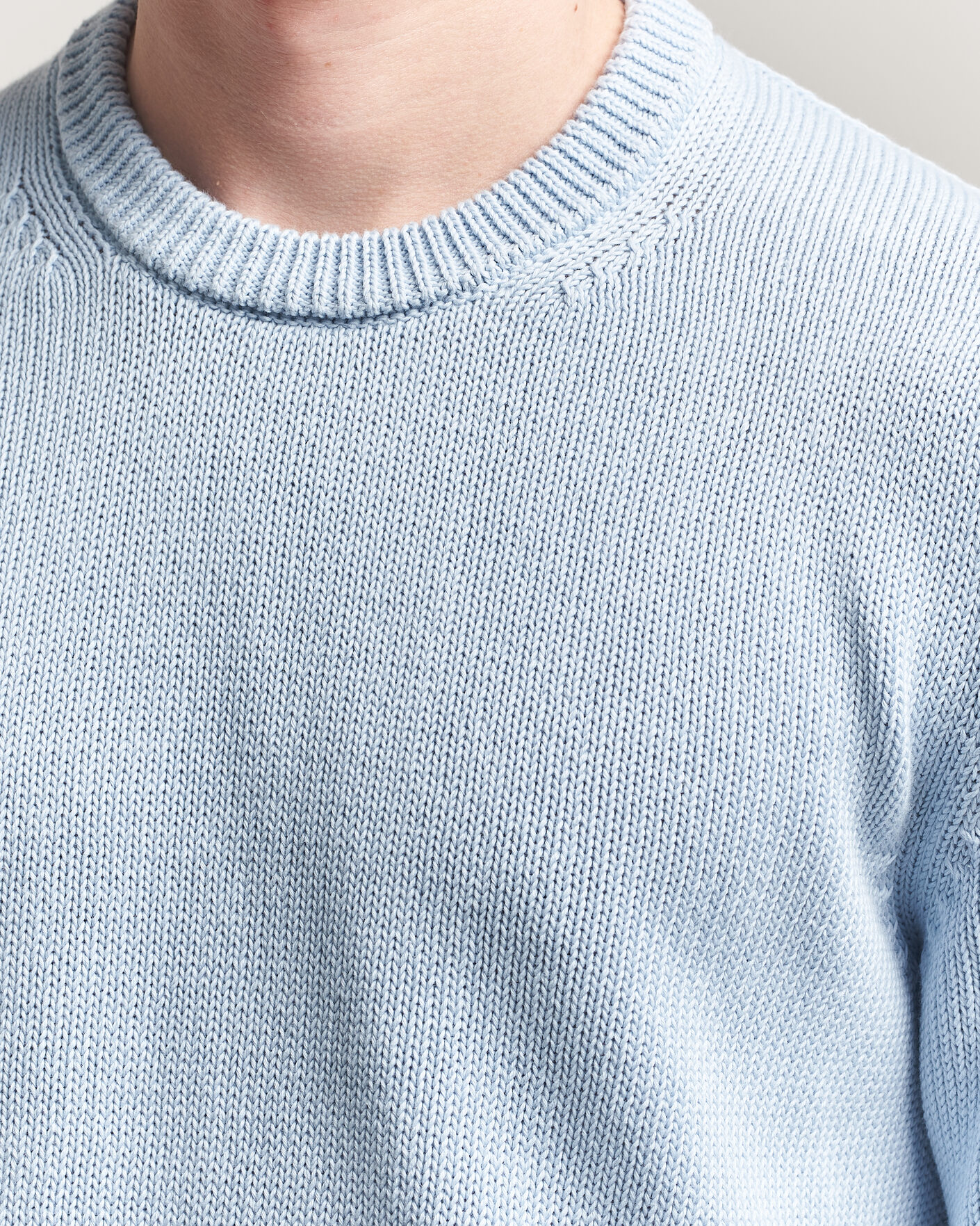 Herre | Gensere | Zanone | Soft Cotton Crew Neck Sweater Sky Blue