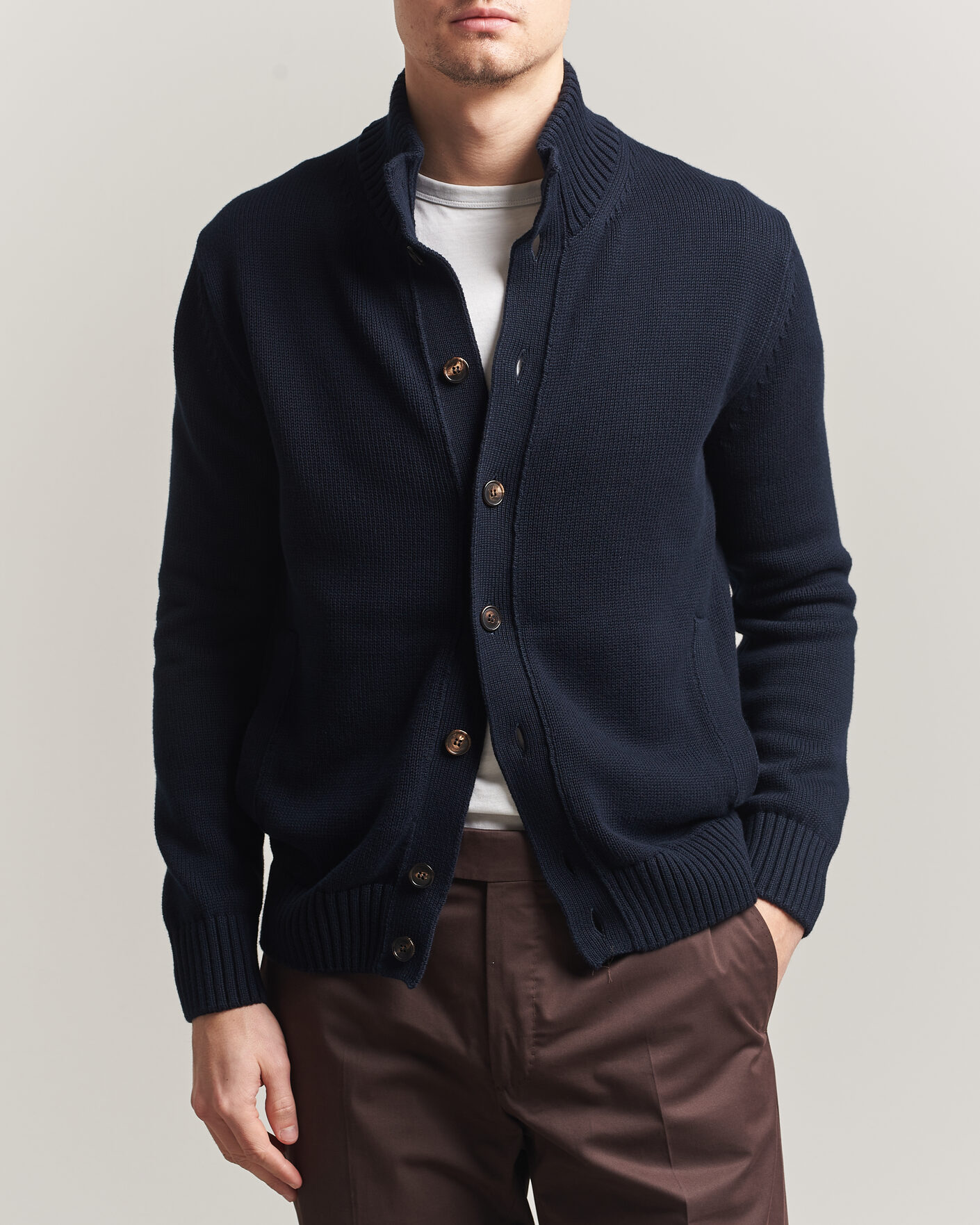 Herre | Gensere | Zanone | Soft Cotton Chioto Cardigan Navy